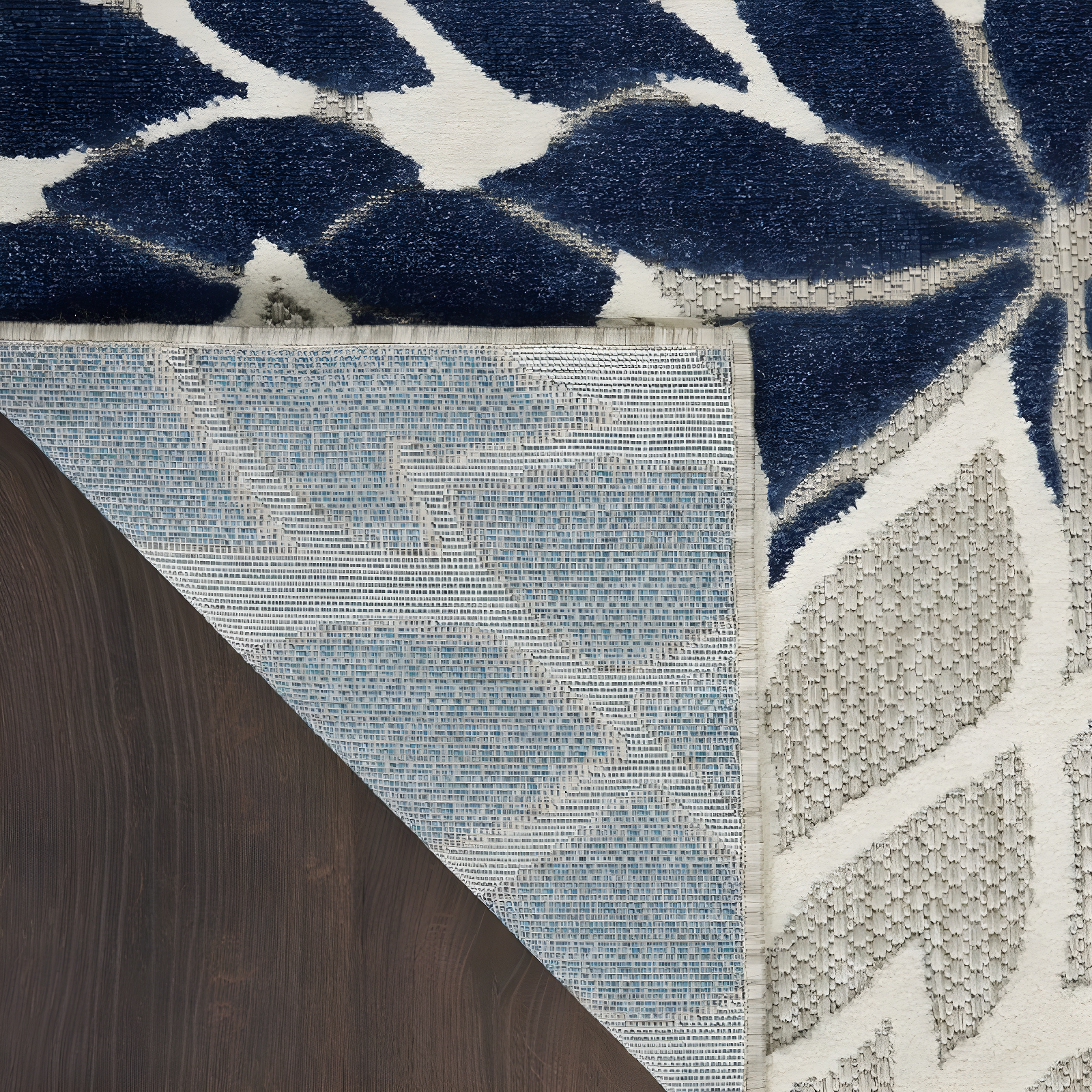 Nourison Aloha Floral Bloom Flatweave High-Low Indoor Outdoor Area Rug Ivory/Navy 7'10" x 10'6"