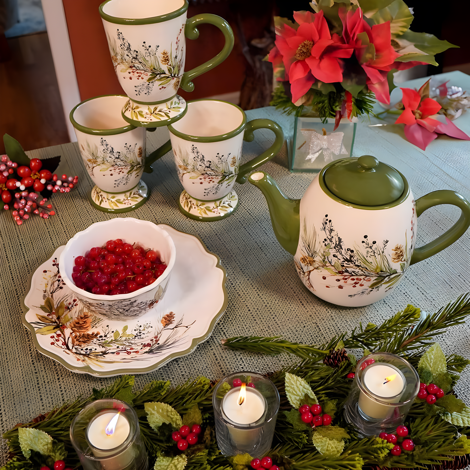 Winters Forest Set of 4 All Purpose Bowl 8.5" x 2" (Set of 4)