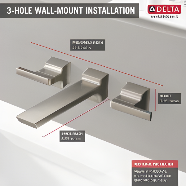 Pivotal Double Handle Wall Mounted Bathroom Faucet