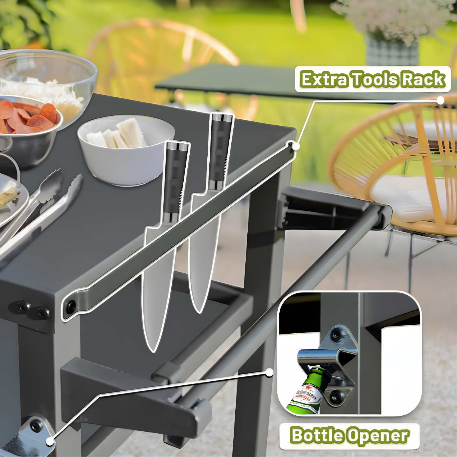 3-Shelf Outdoor Grill Table, Grill Cart Outdoor With Wheels, Pizza Oven Table And Food Prep Table, Blackstone Table Grill Stand  Blackstone Griddle  Outside BBQ