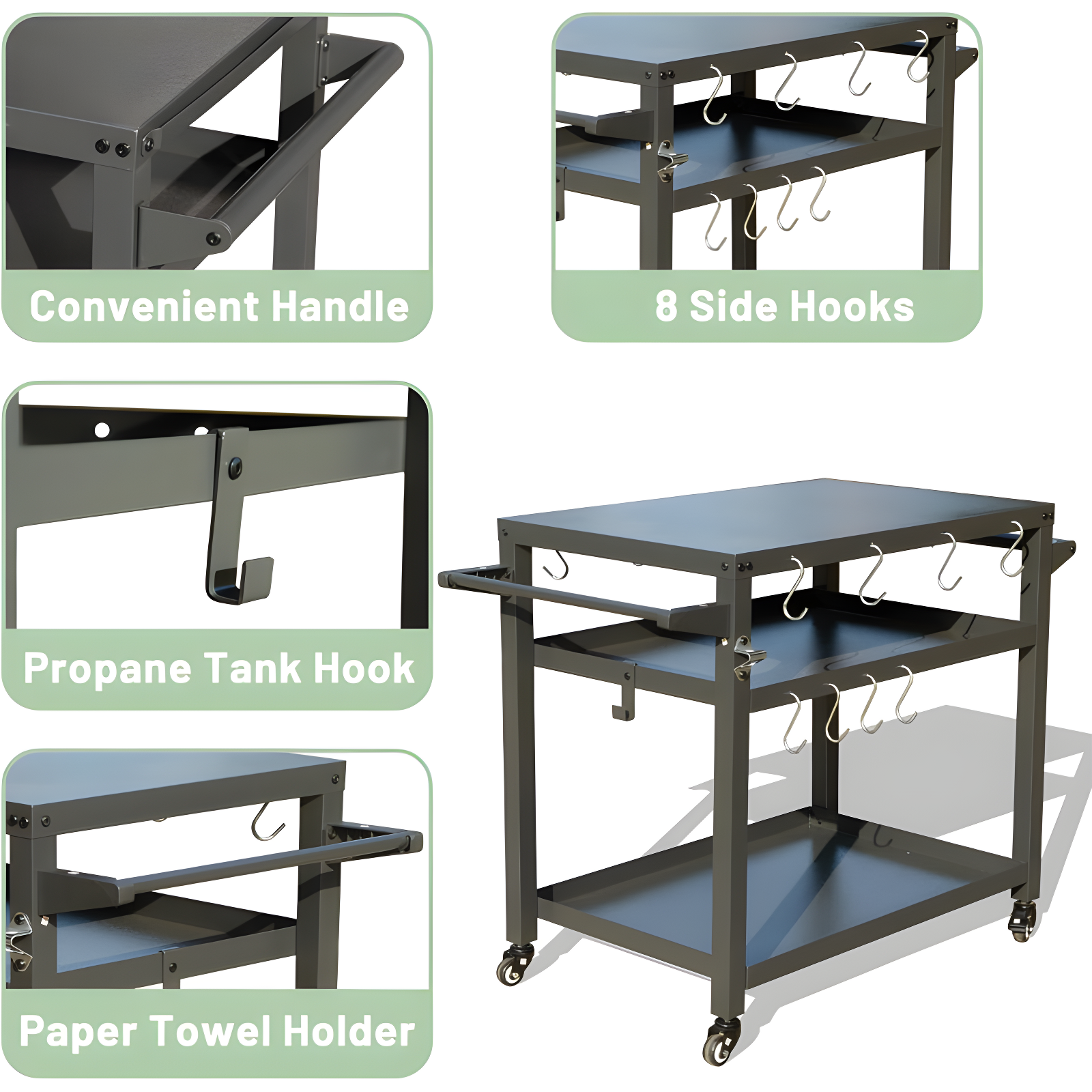 3-Shelf Outdoor Grill Table, Grill Cart Outdoor With Wheels, Pizza Oven Table And Food Prep Table, Blackstone Table Grill Stand  Blackstone Griddle  Outside BBQ