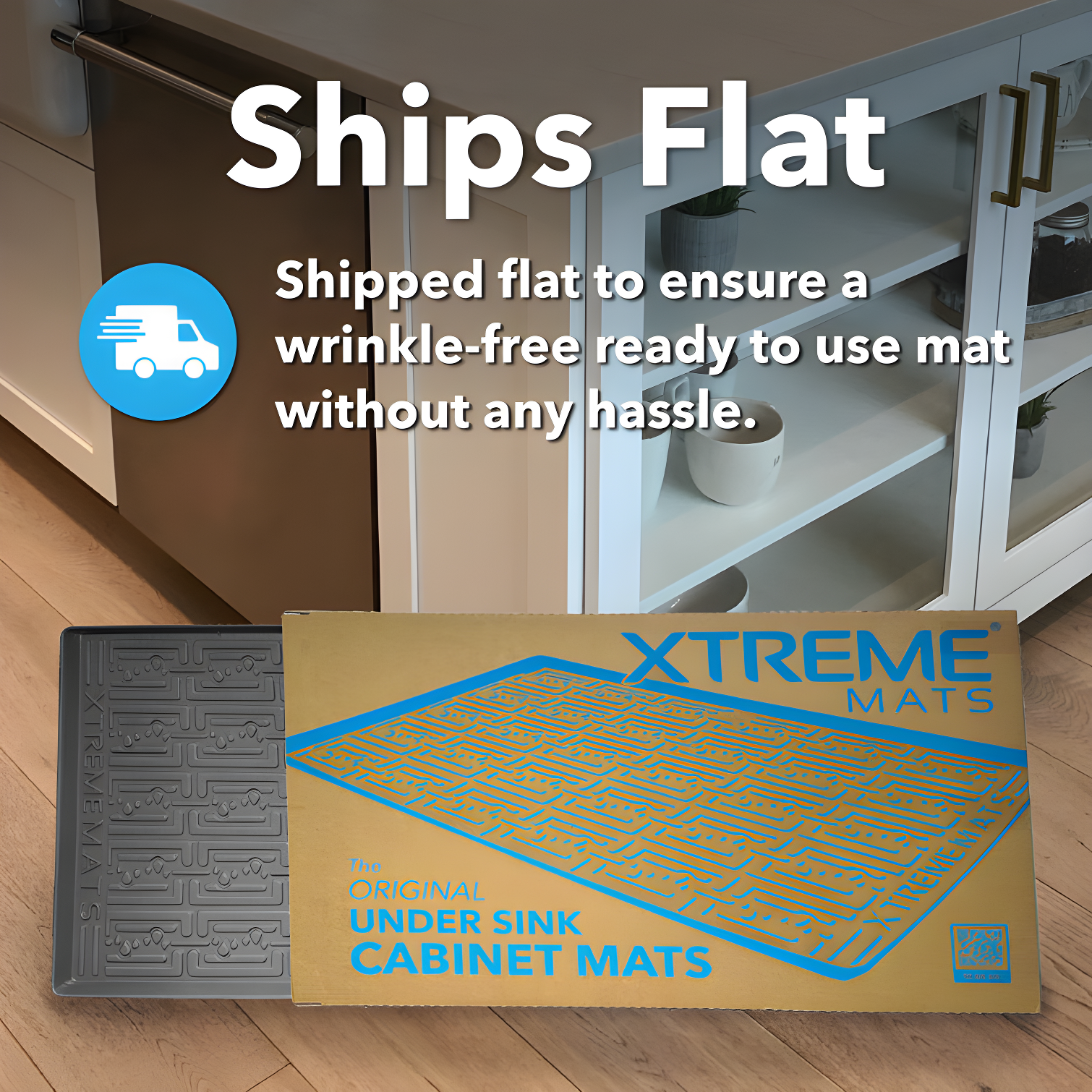 Under Sink Cabinet Mat for Kitchen or Bath Flexible Drip Tray Cabinet Liner Beige or Grey