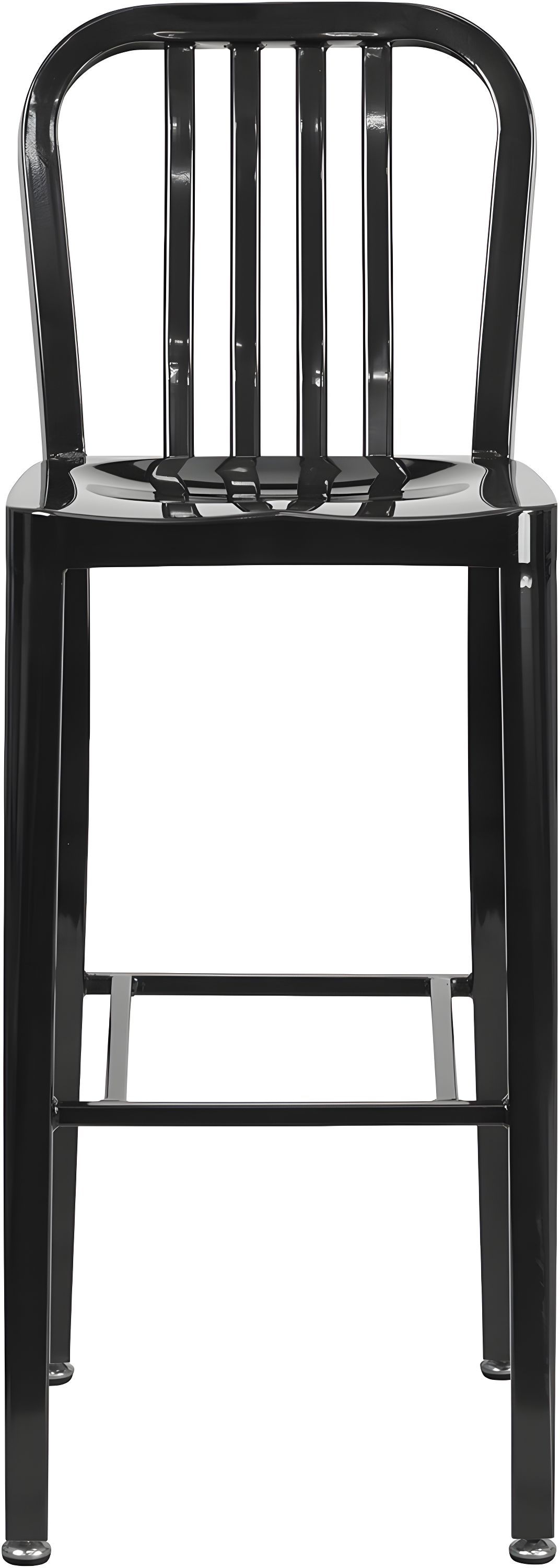 Flash Furniture Commercial Grade 30" High Black Metal Indoor-Outdoor Barstool with Vertical Slat Back