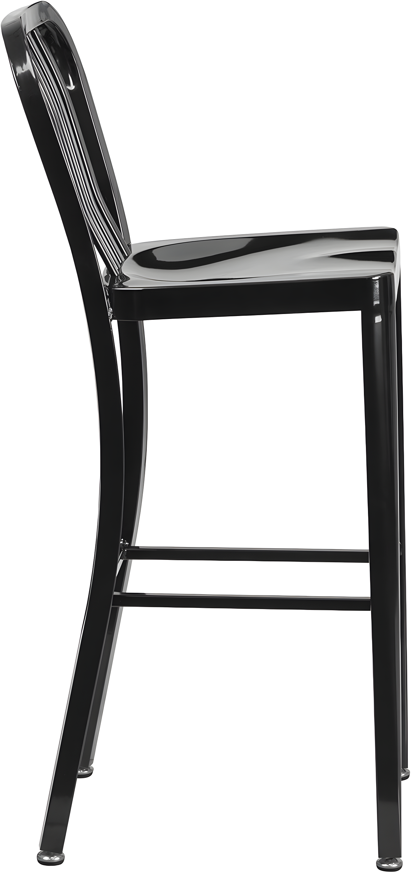 Flash Furniture Commercial Grade 30" High Black Metal Indoor-Outdoor Barstool with Vertical Slat Back