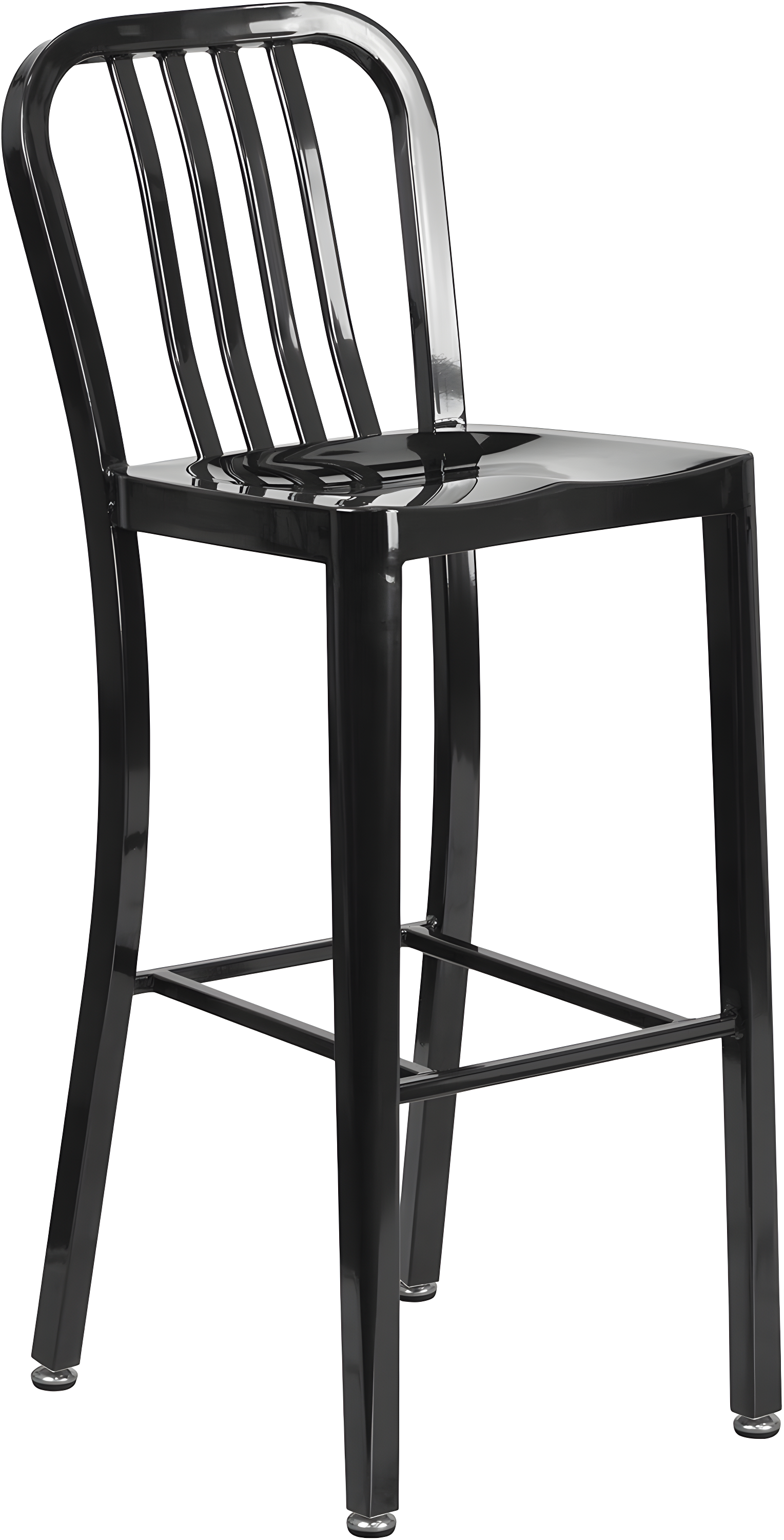 Flash Furniture Commercial Grade 30" High Black Metal Indoor-Outdoor Barstool with Vertical Slat Back
