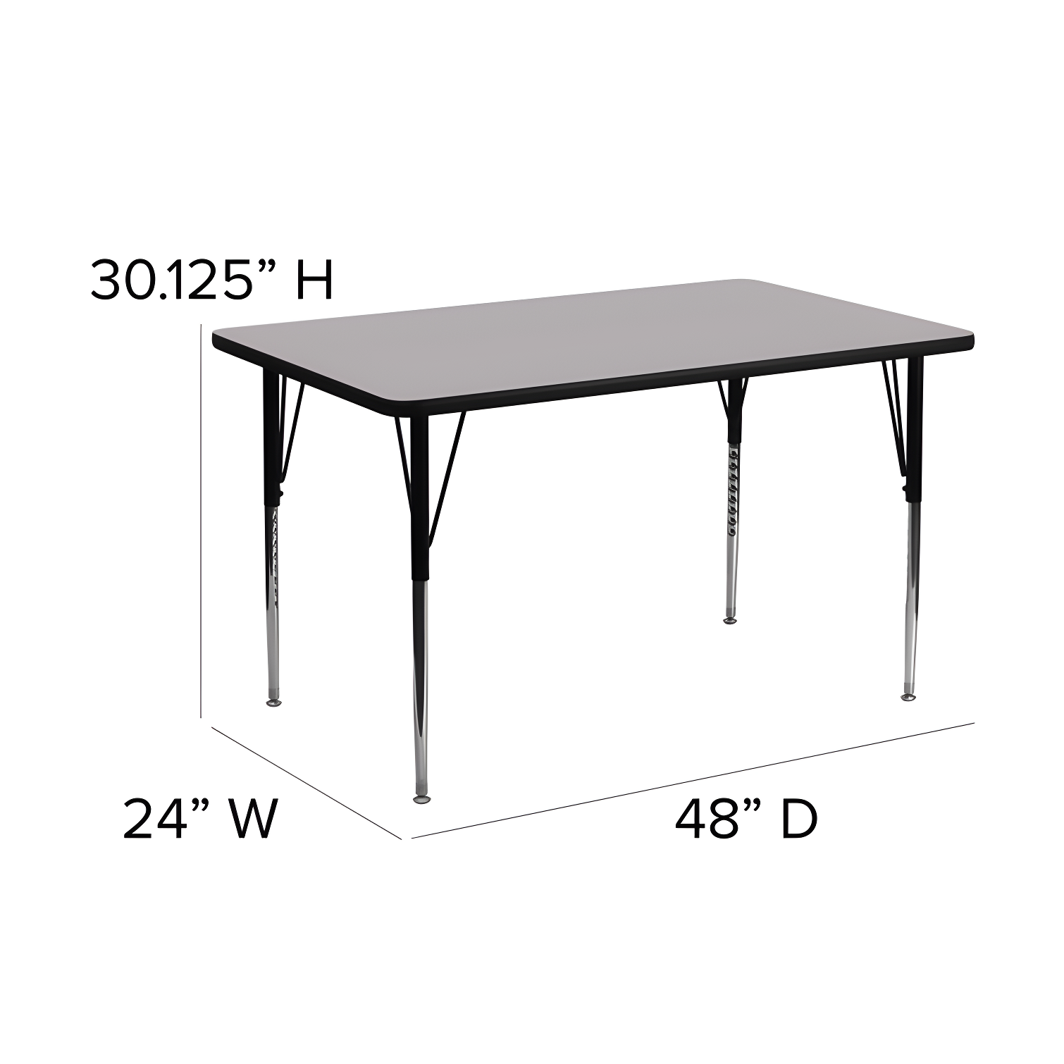 Goddard 24''W x 48''L Rectangular HP Laminate Activity Table - Adjustable Legs