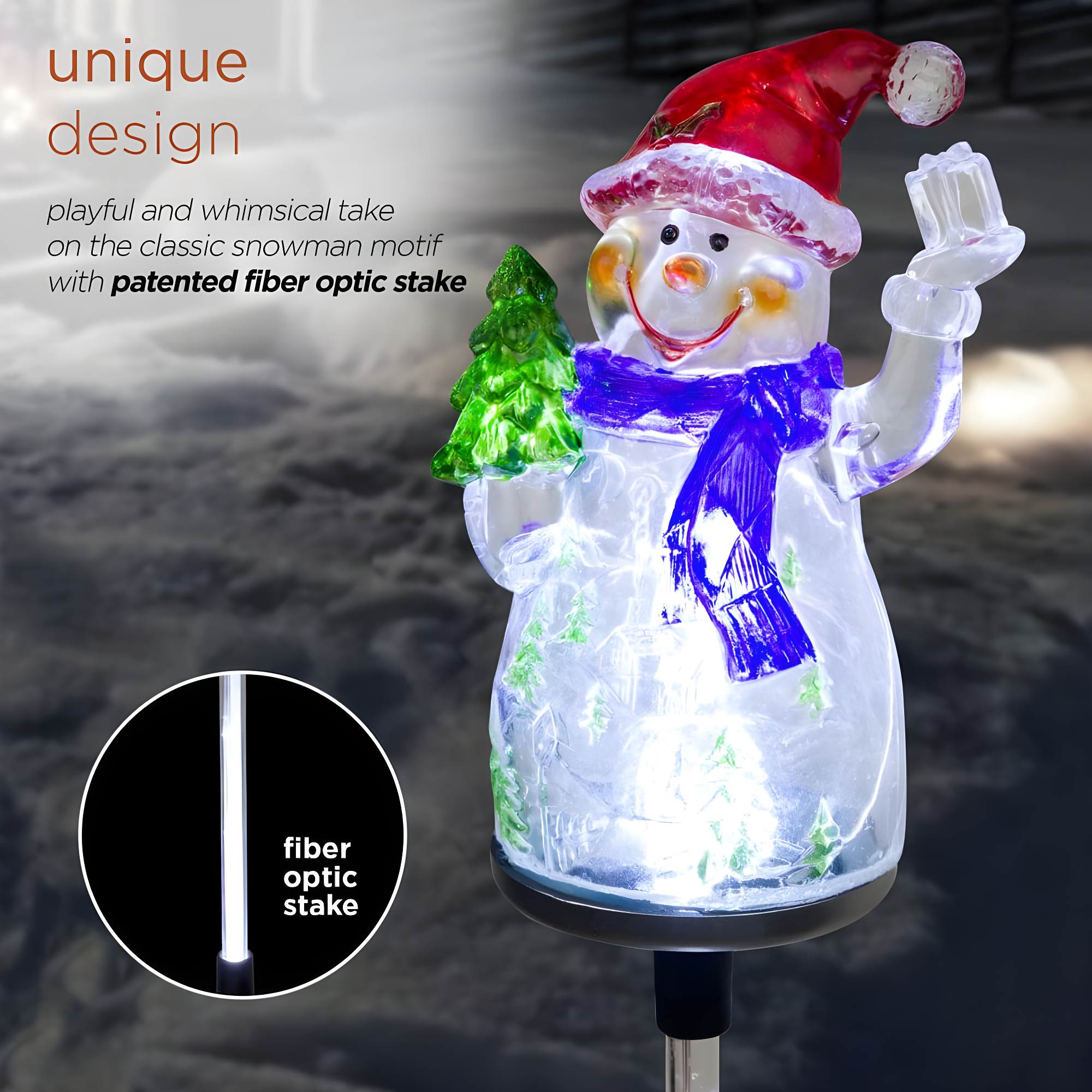 Alpine Corporation 34" Snowman Solar Powered Glass Garden Stakes (2 Pieces)