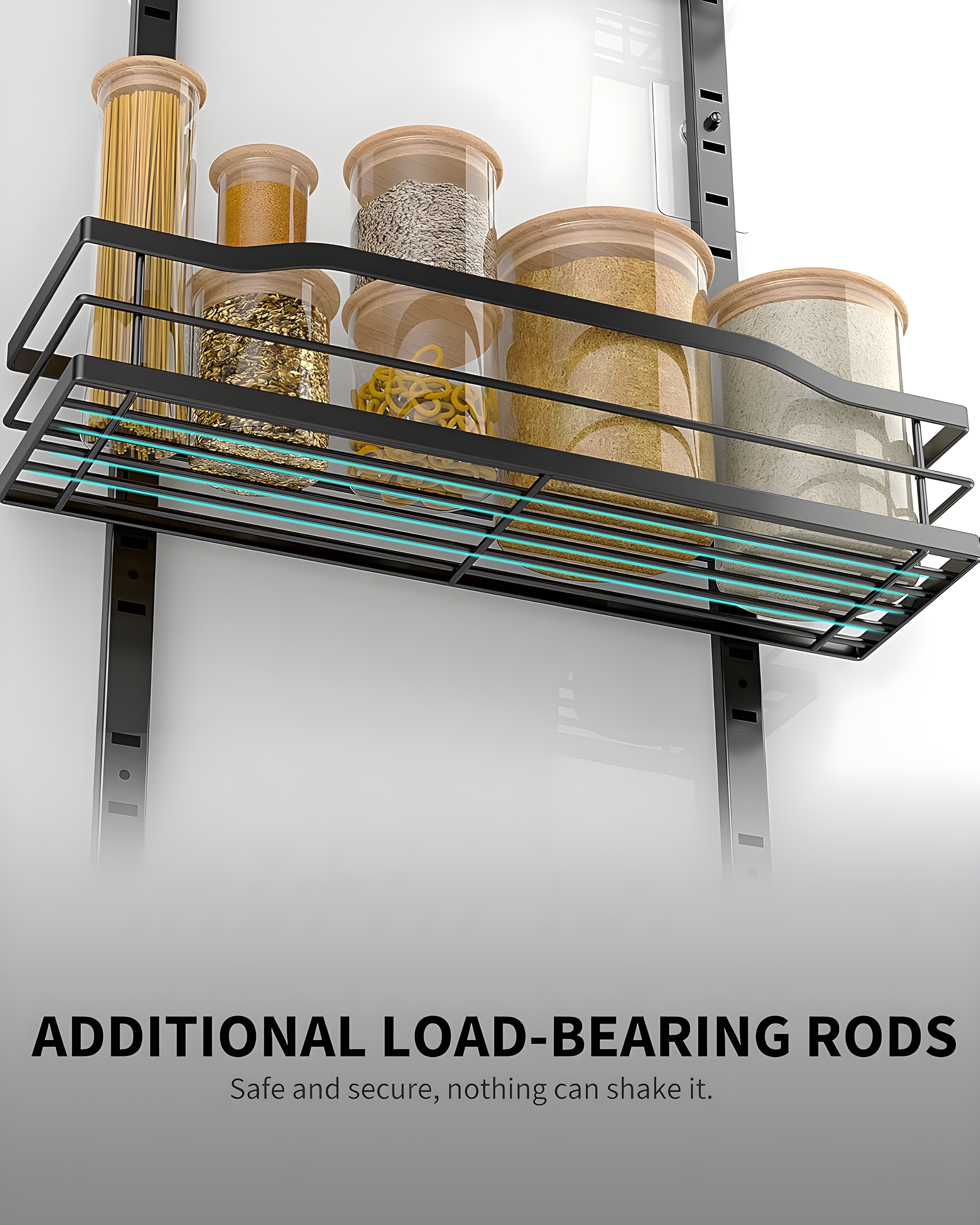 Rebrilliant 9-Tier Over The Door Pantry Organizer, Black Hanging Basket Wall Spice Rack Seasoning Shelves
