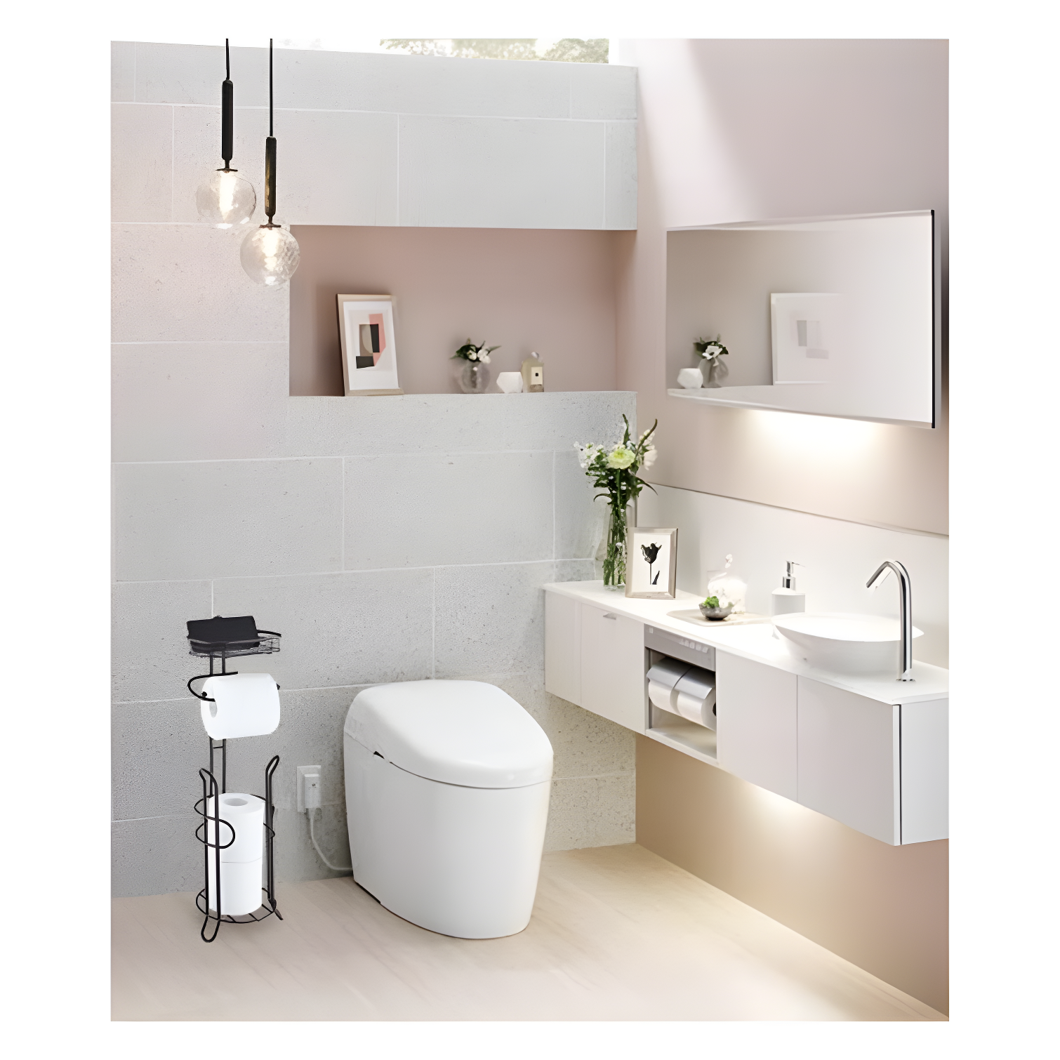 Bathroom Heavyweight Toilet Tissue Paper Roll Storage Holder Stand
