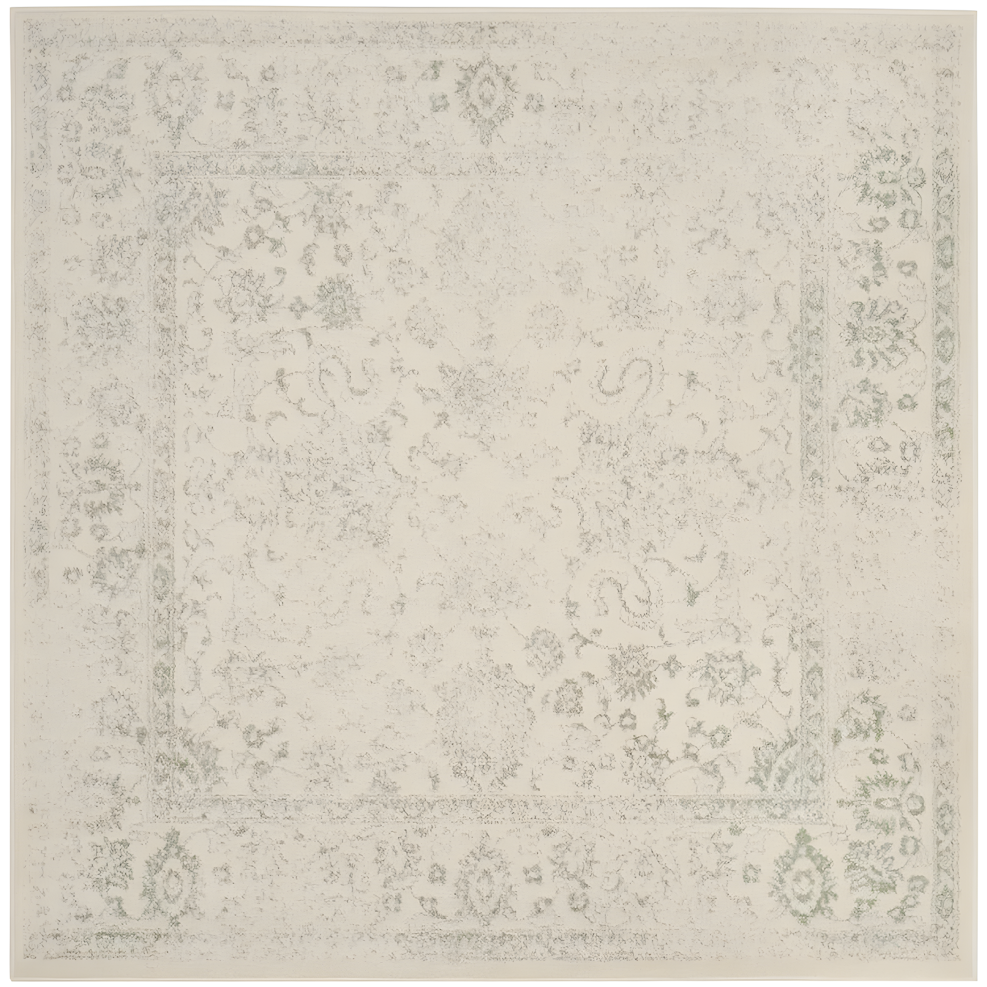 SAFAVIEH Adirondack Wyatt Traditional Area Rug, Ivory/Sage, 8' x 8' Square