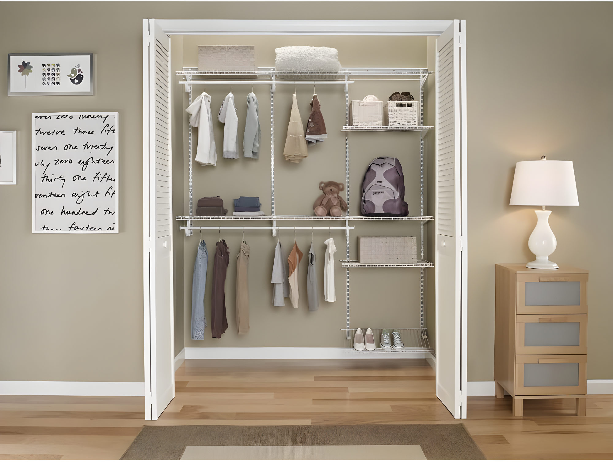 ShelfTrack 60" W - 96" W Closet System Starter Kit