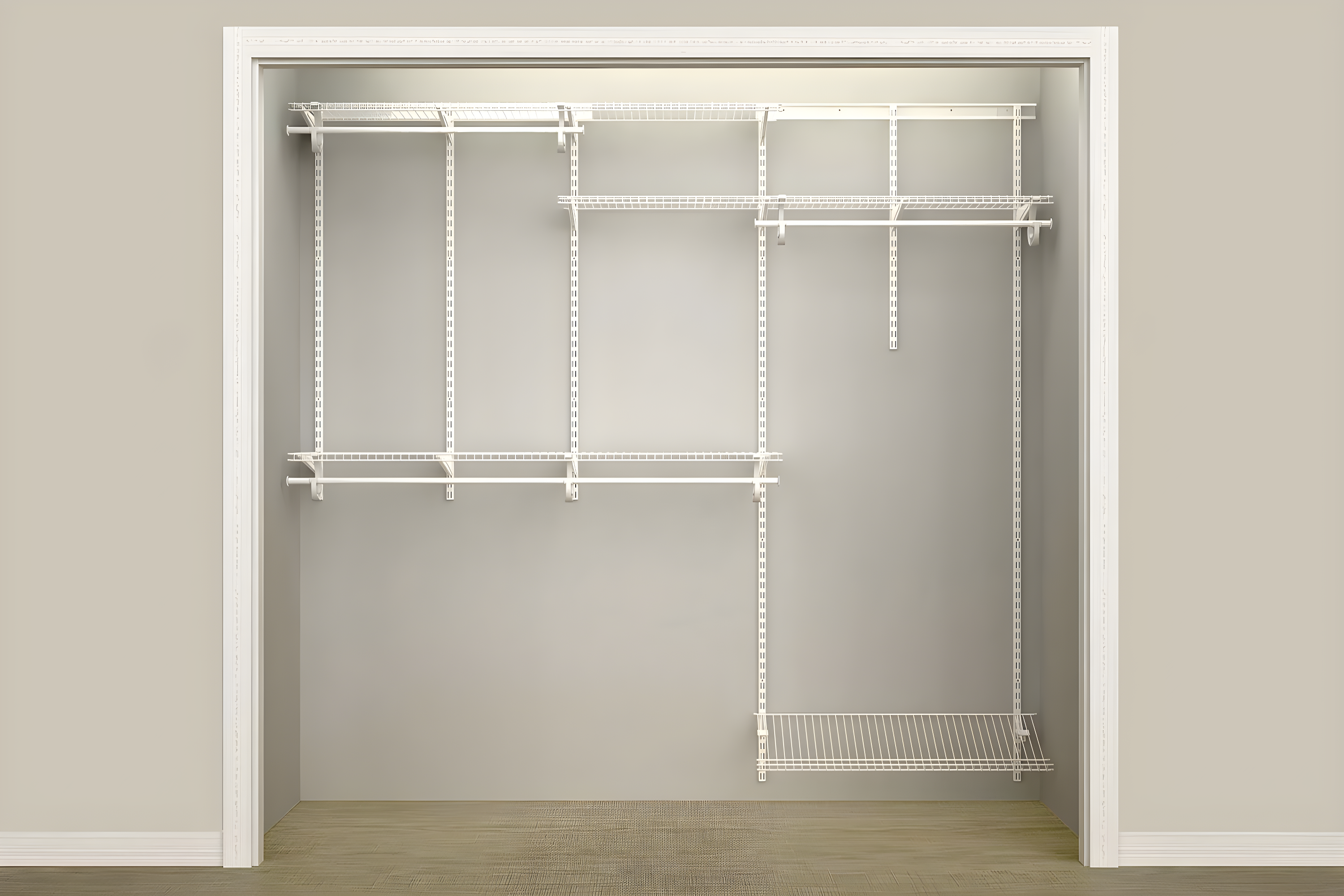 ShelfTrack 60" W - 96" W Closet System Starter Kit