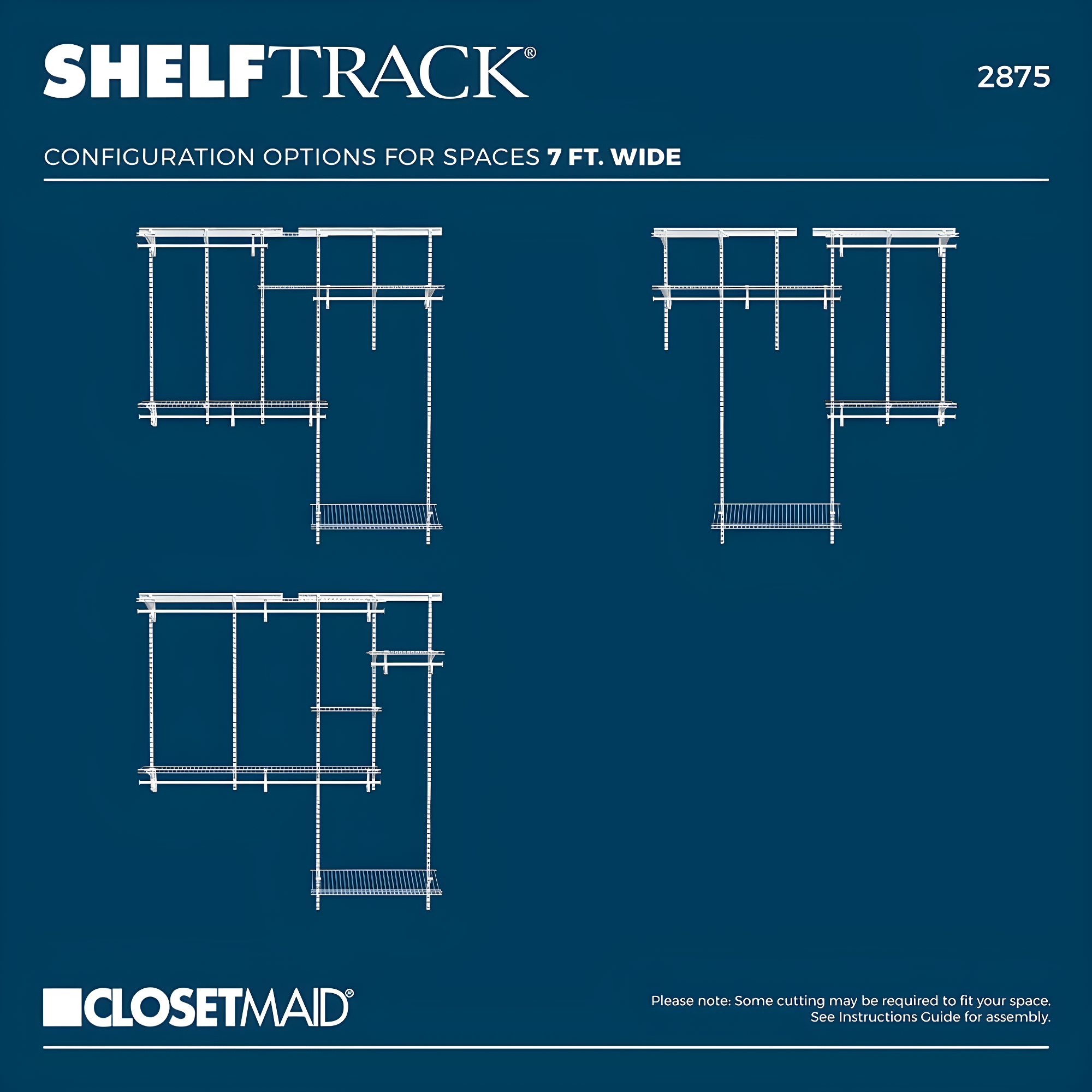 ShelfTrack 60" W - 96" W Closet System Starter Kit