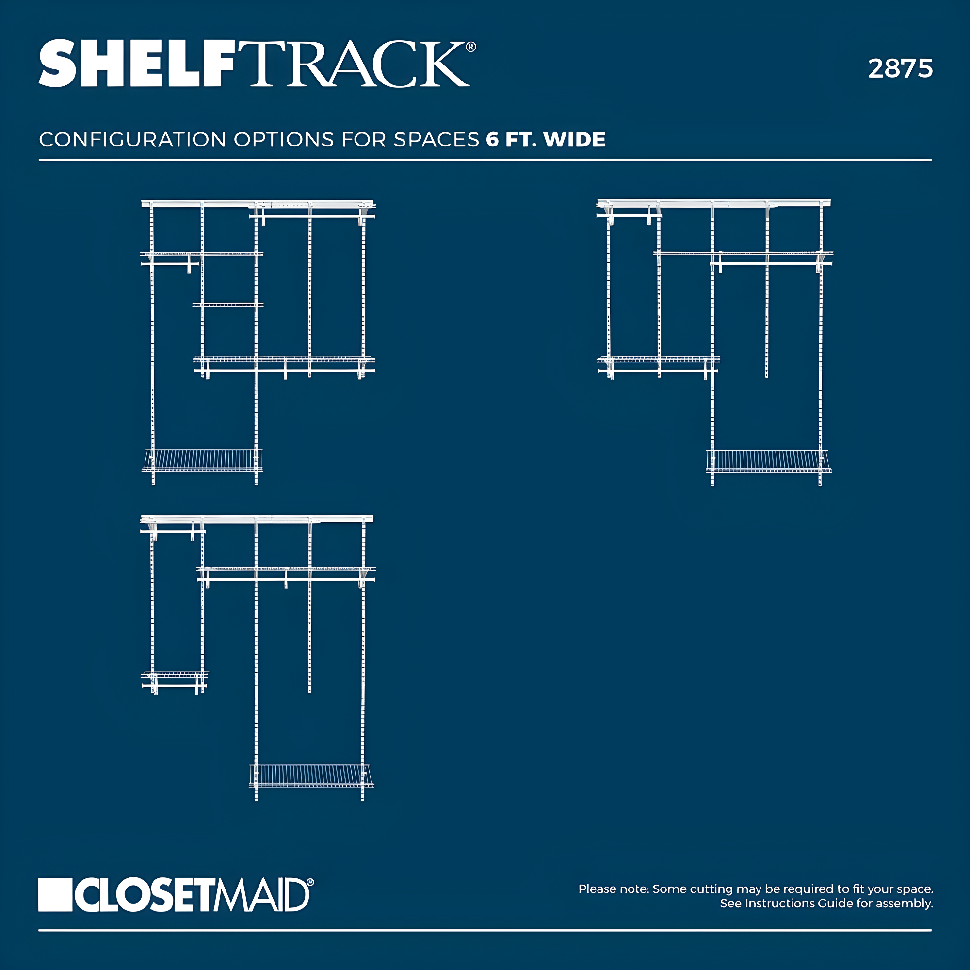 ShelfTrack 60" W - 96" W Closet System Starter Kit