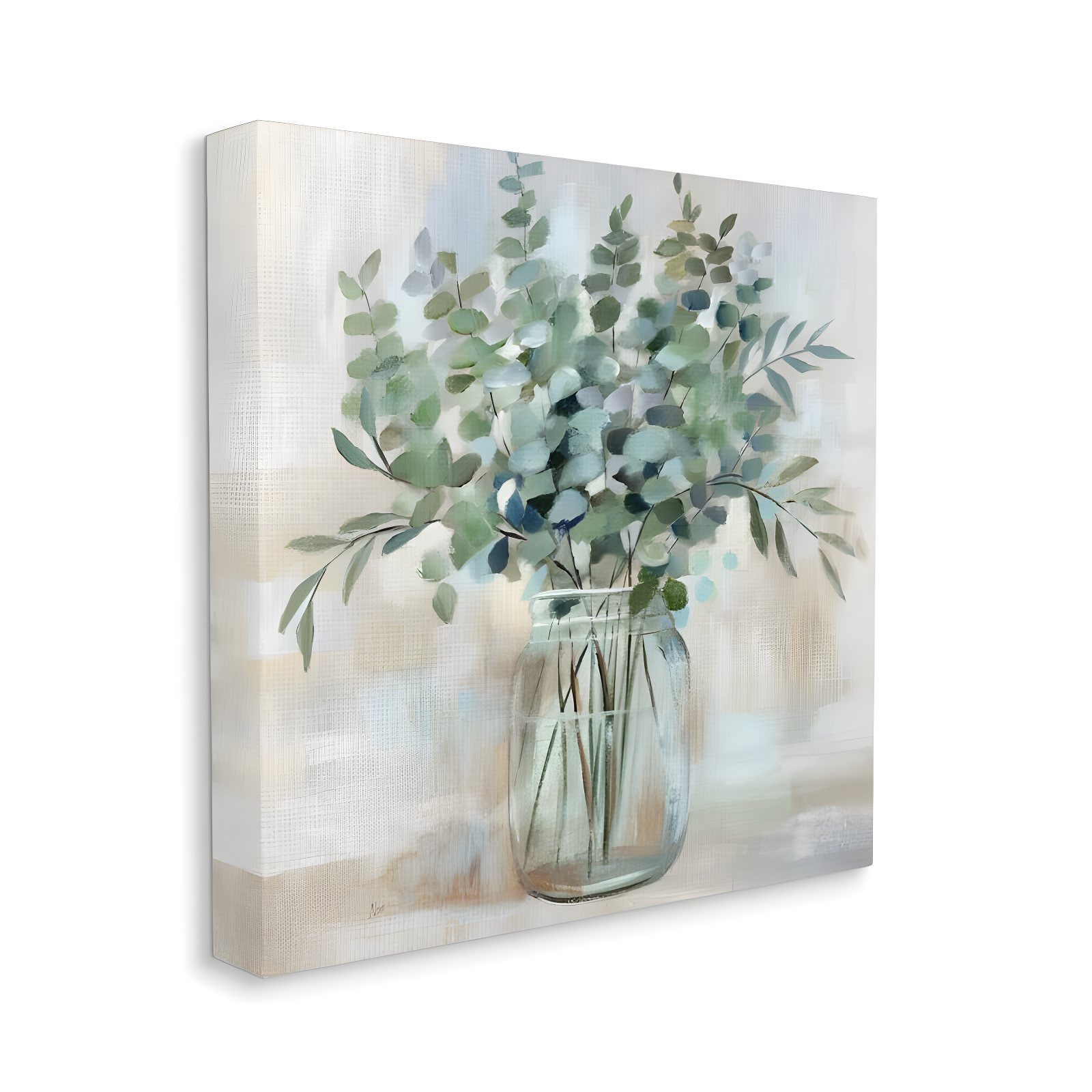 Stupell Industries " Soothing Eucalyptus Flower Herb Arrangement Rustic Jar " by Nan Painting Print