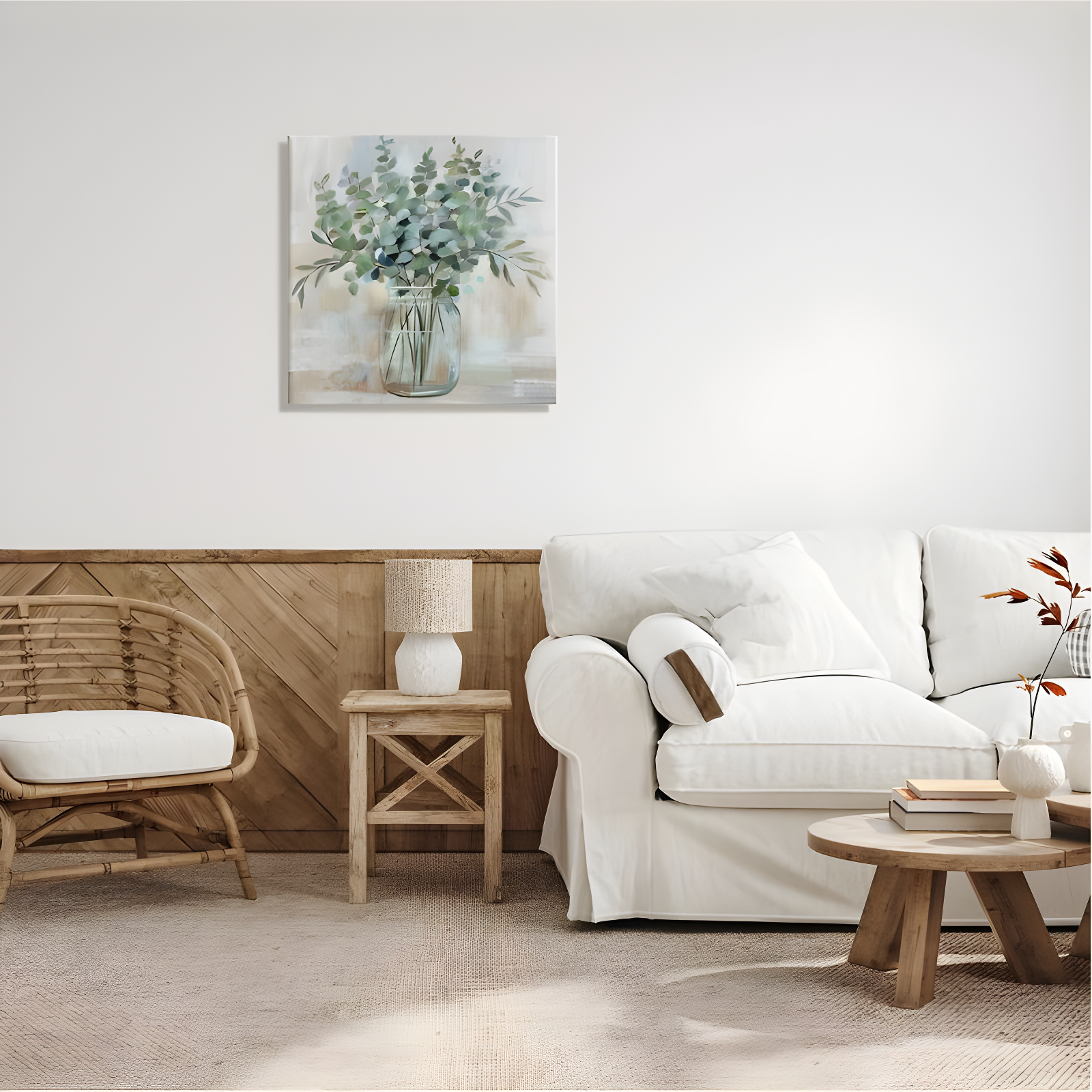 Stupell Industries " Soothing Eucalyptus Flower Herb Arrangement Rustic Jar " by Nan Painting Print