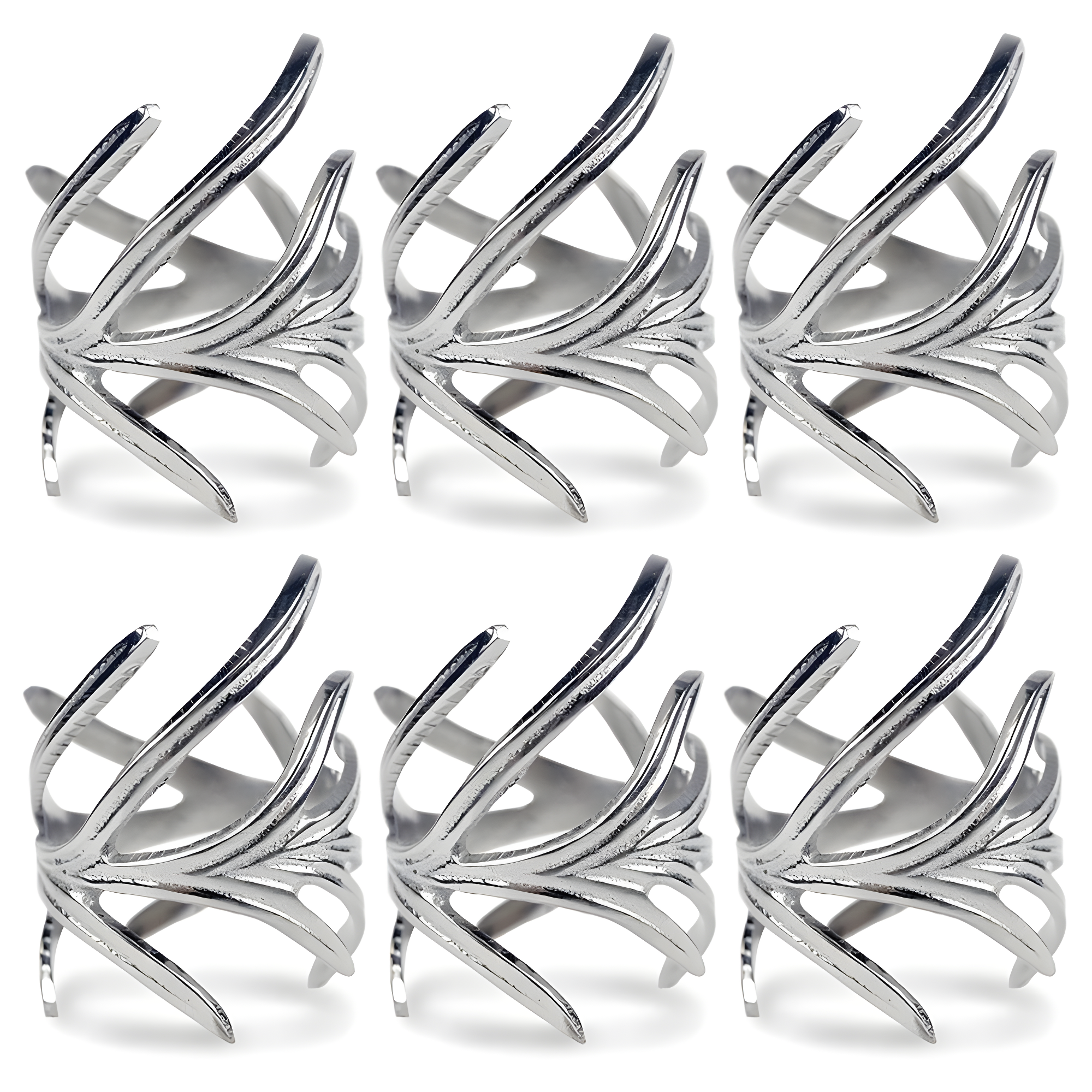 Antique Silver Branch Napkin Ring (Set of 6)