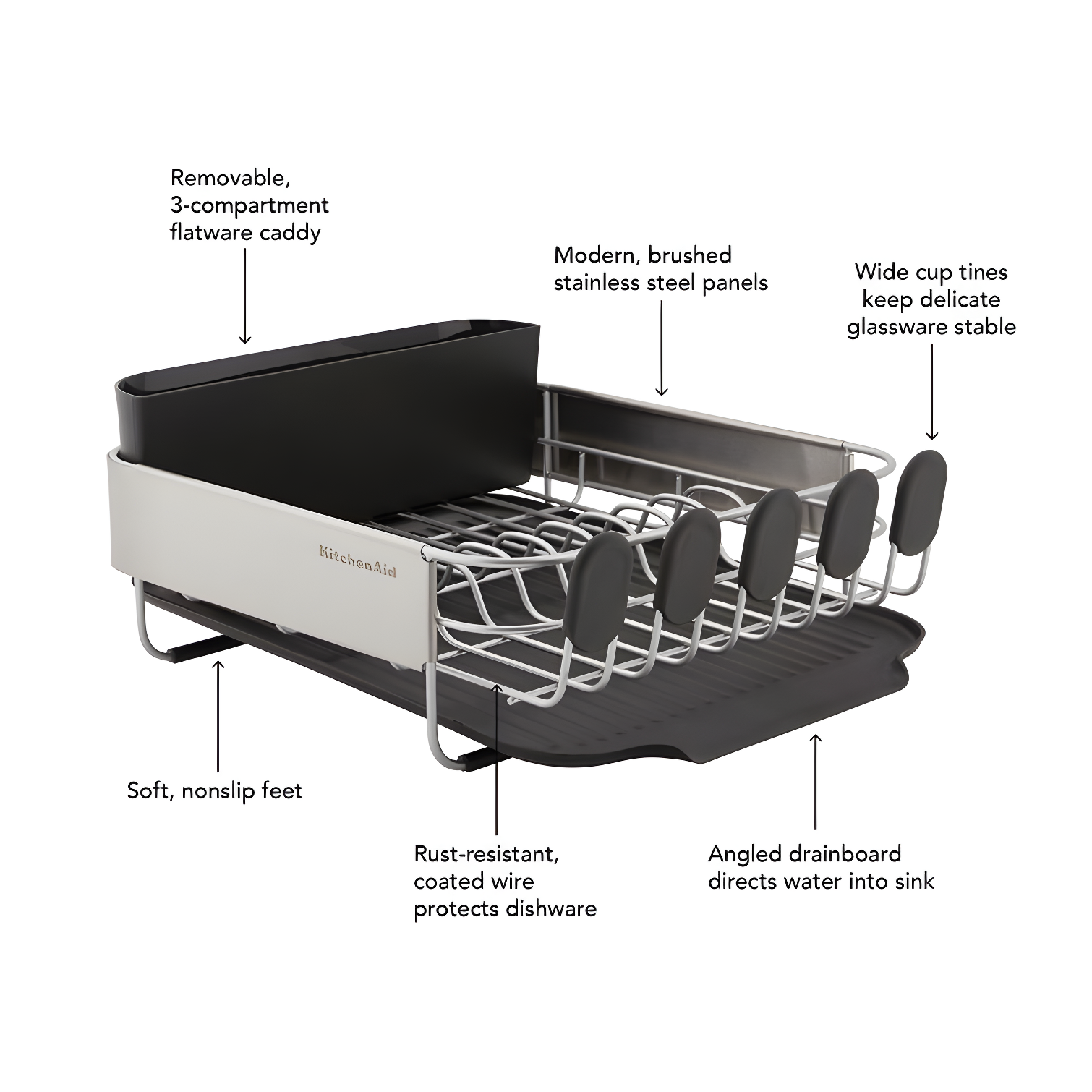KitchenAid® Compact Stainless Steel Dish Rack, 16.06-Inch
