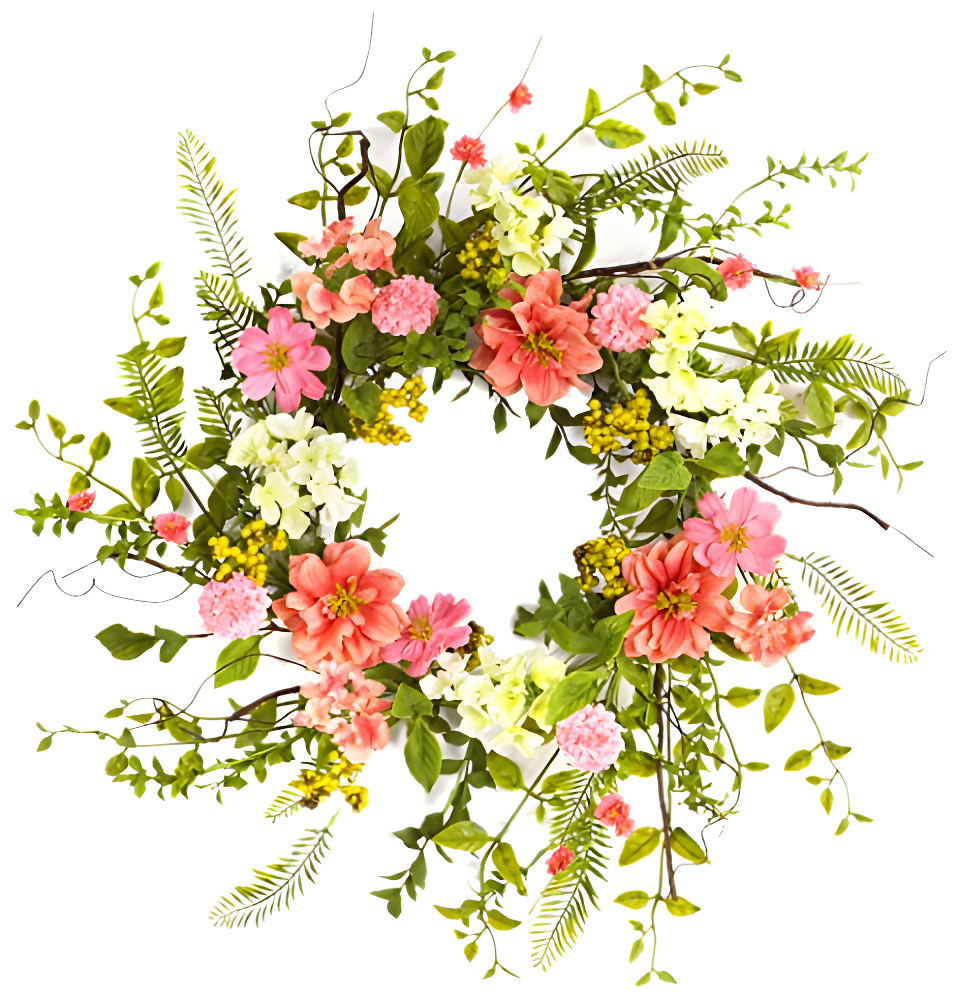 Primrue 27" Pink and Green Spring Berry Artificial Wreath