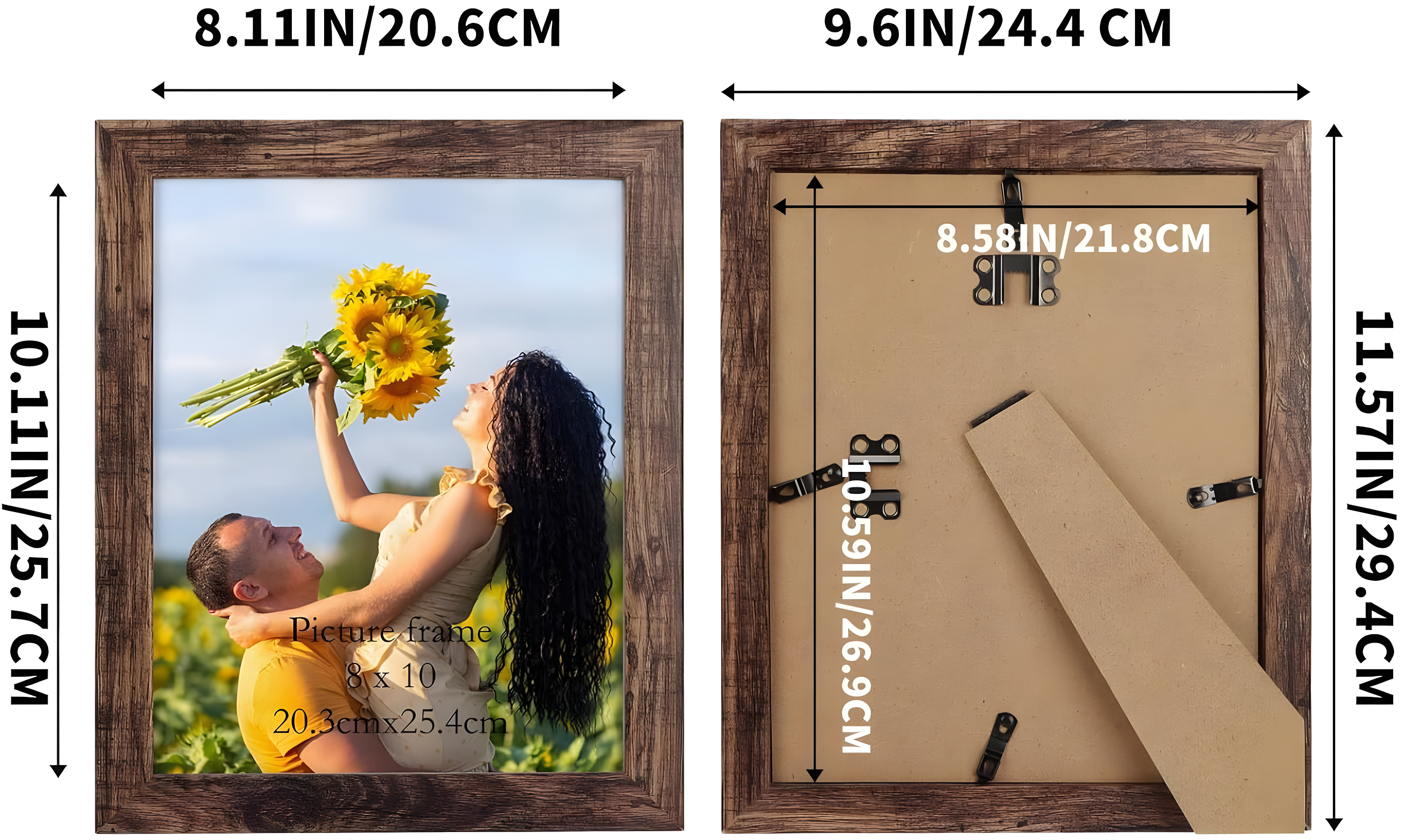 8x10 Picture Frame Set of 7, Rustic Photo Frames Display 8 by 10 inch Photo for Wall or Tabletop