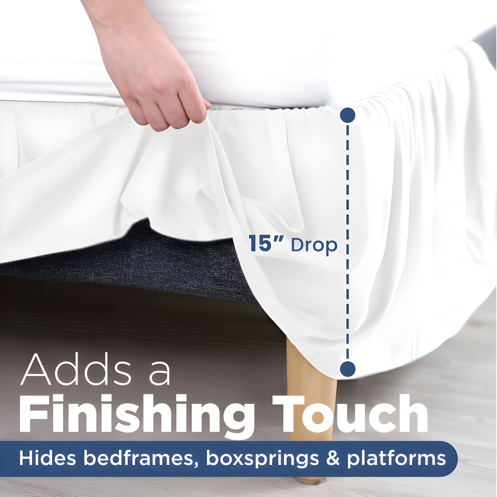 Martex Ruffled Bed Skirt Easy Fit Lightweight 100% Microfiber Dust Ruffle Hotel Quality With 16 inch Tailored Drop