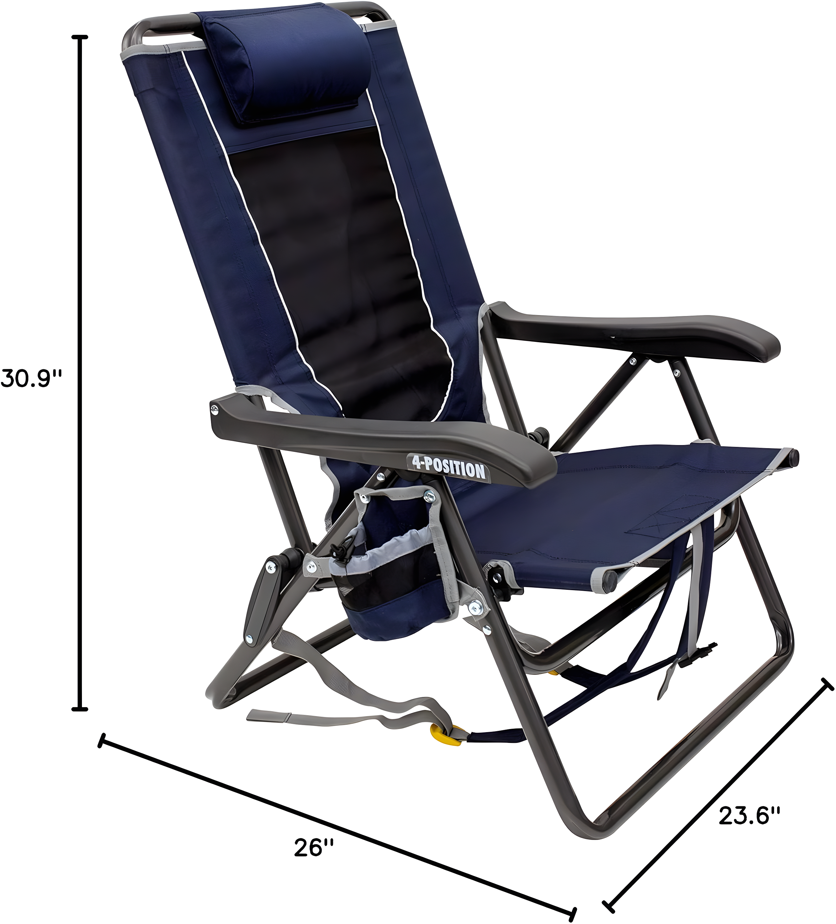 GCI Outdoor Backpack Event Chair Lightweight Low Profile Reclining Chair, Indigo