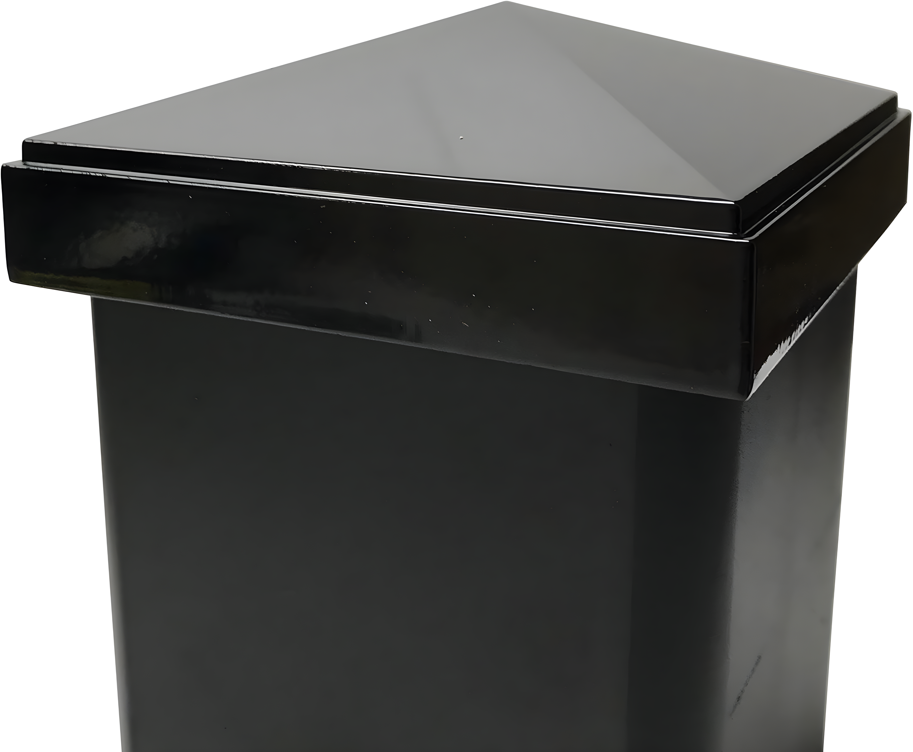 Tapa de Poste Piramidal de Aluminio de 4" x 4" para Postes de Metal - Ajuste a Presión - Negro