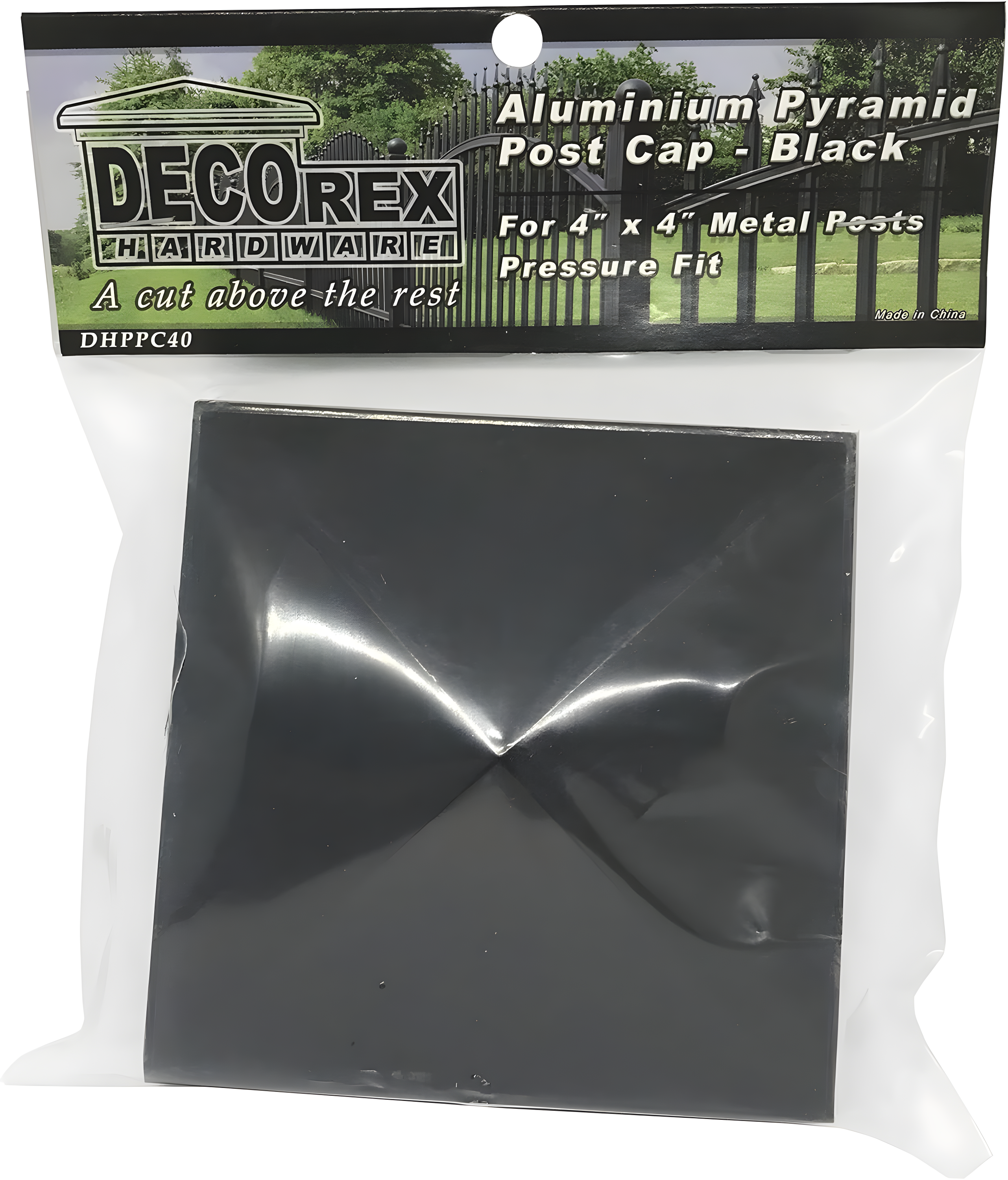 Tapa de Poste Piramidal de Aluminio de 4" x 4" para Postes de Metal - Ajuste a Presión - Negro