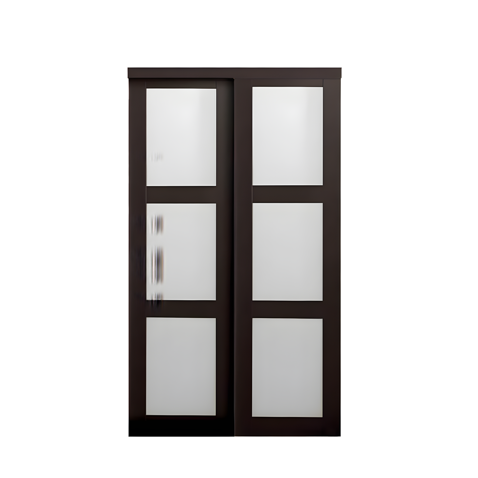 Renin 80'' Solid + Manufactured Wood Glass Low-Gloss Sliding Closet Doors