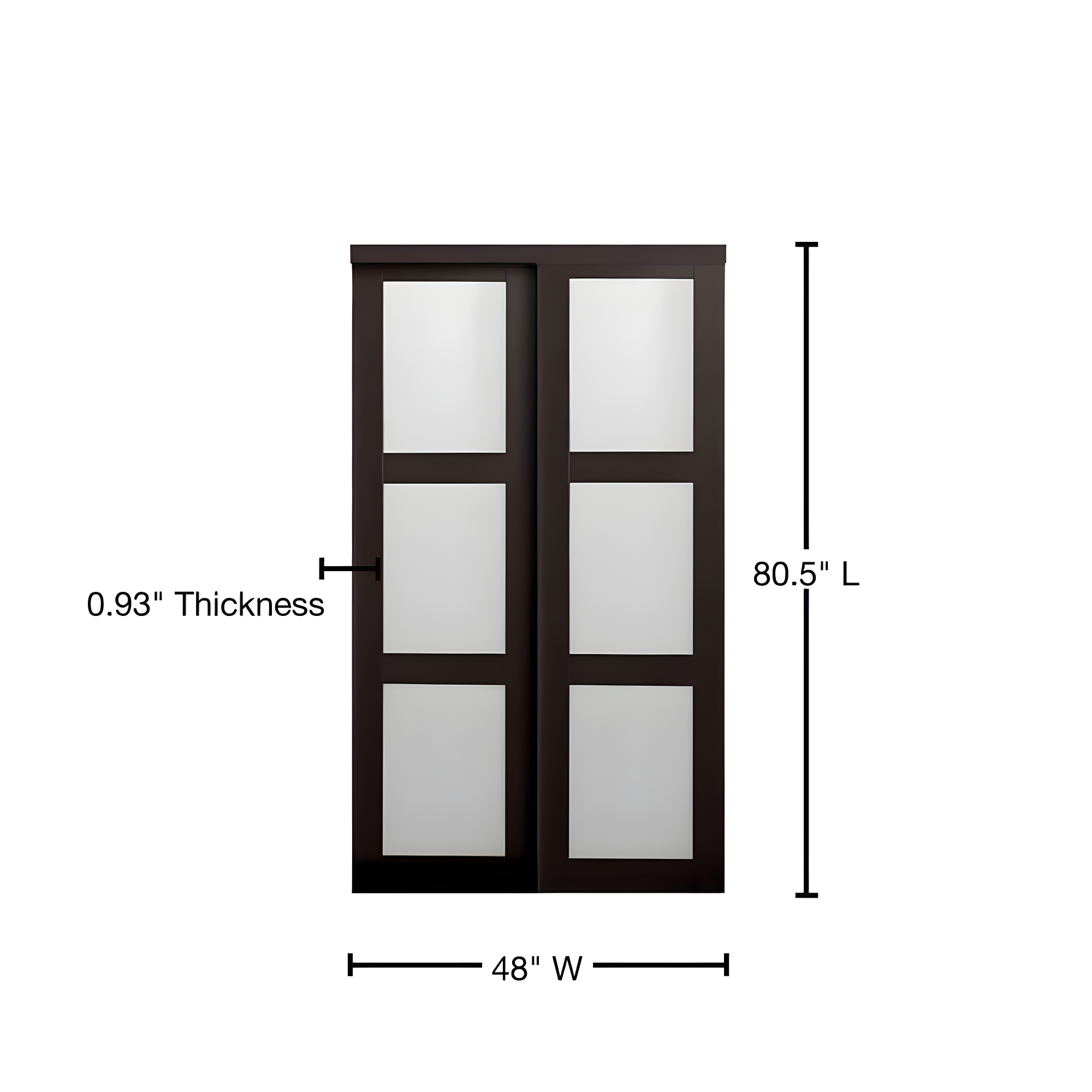 Renin 80'' Solid + Manufactured Wood Glass Low-Gloss Sliding Closet Doors