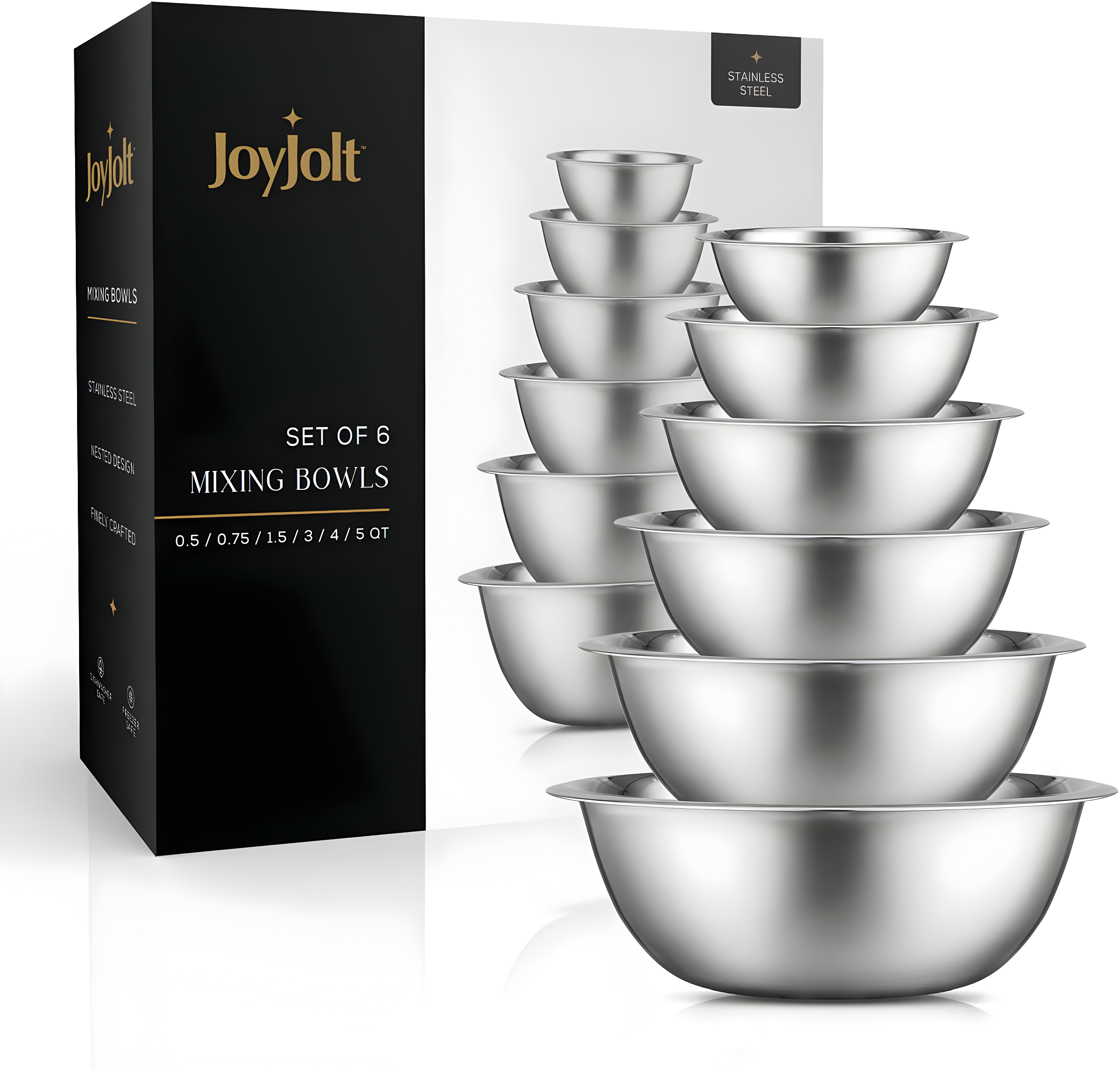 JoyJolt Joyjolt Stainless Steel Mixing Bowl, Set Of 6