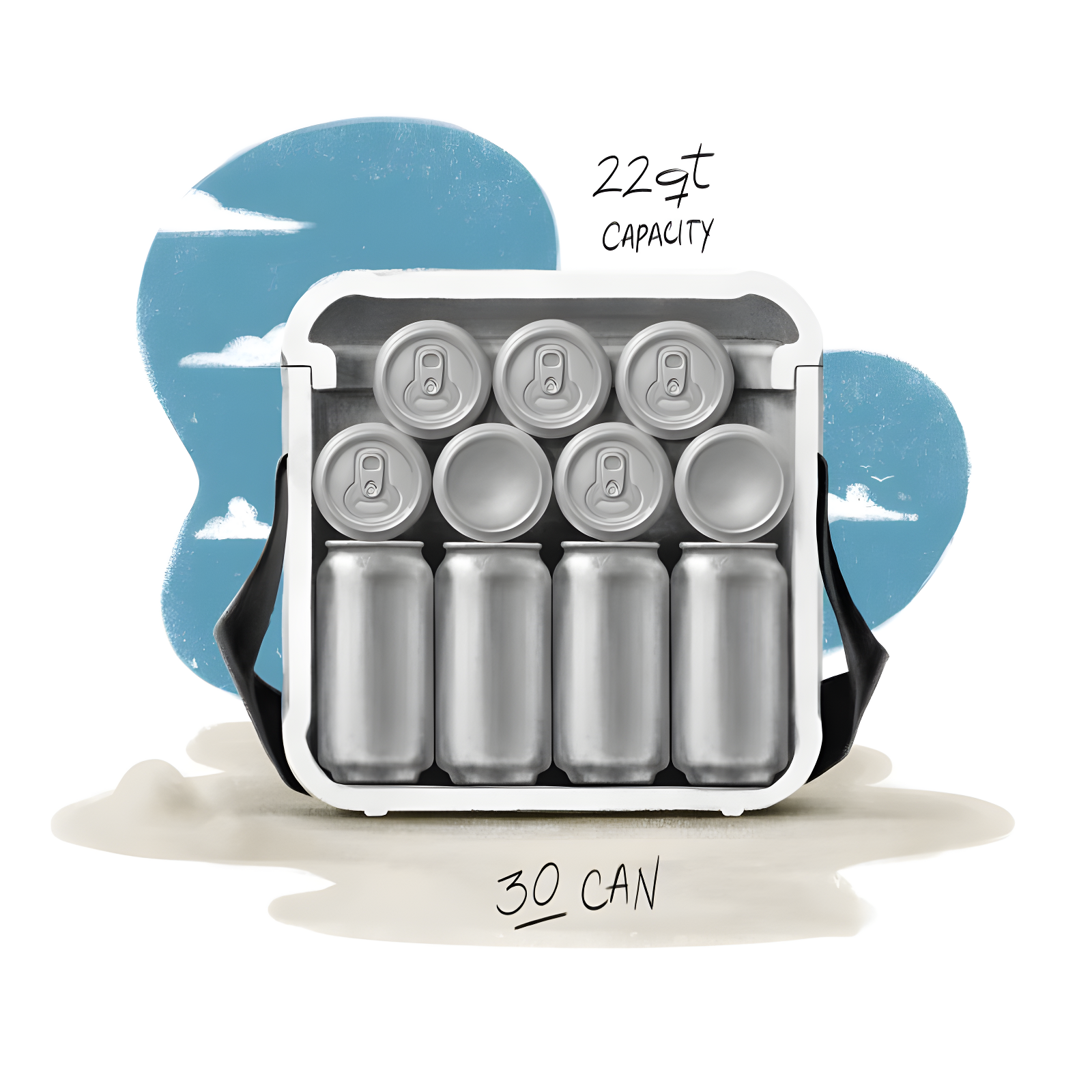 FOAM FOAM Portable 22 Quart EVA Lightweight Beach Rigid Hybrid Soft Side Cooler that Holds 30 Cans & Ice