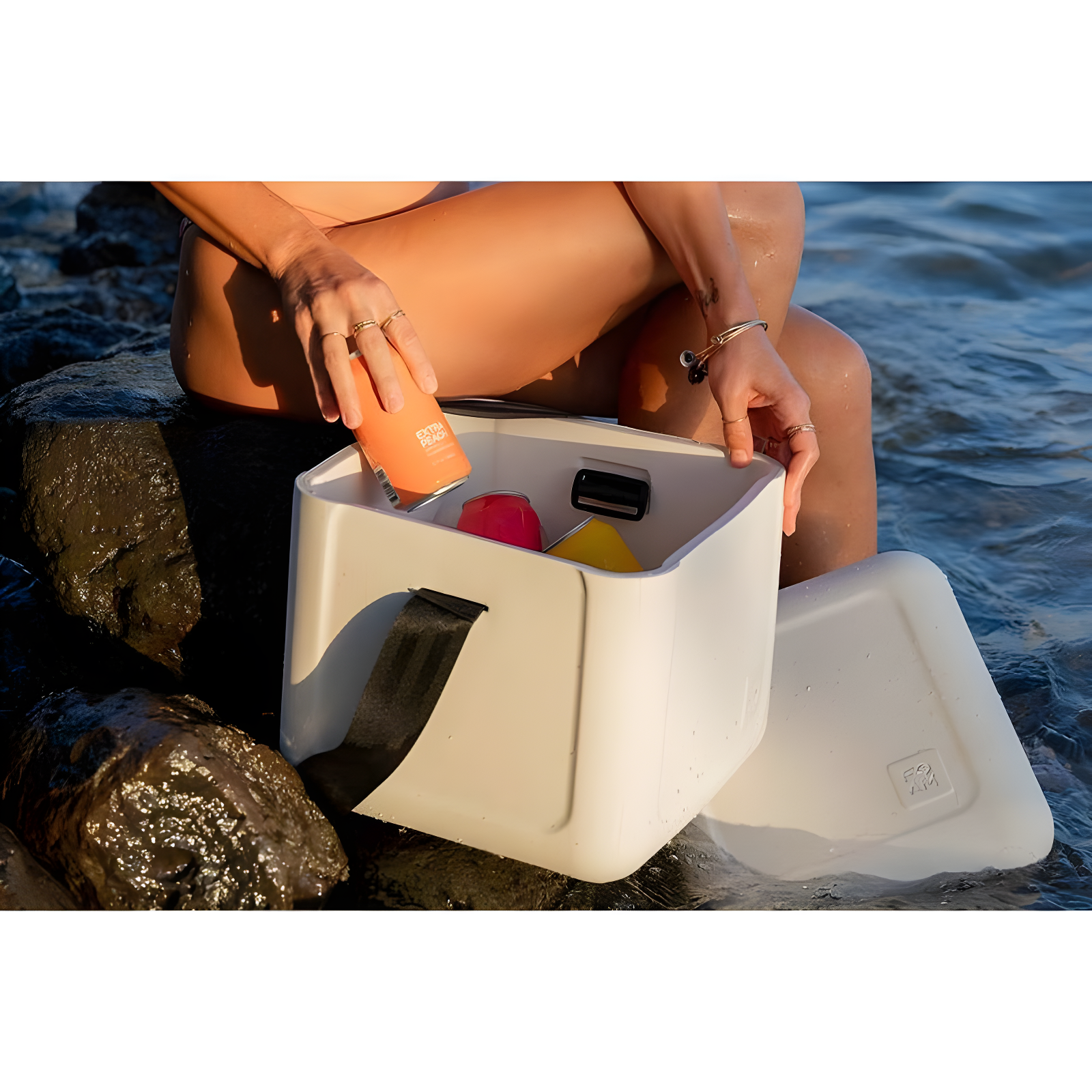 FOAM FOAM Portable 22 Quart EVA Lightweight Beach Rigid Hybrid Soft Side Cooler that Holds 30 Cans & Ice