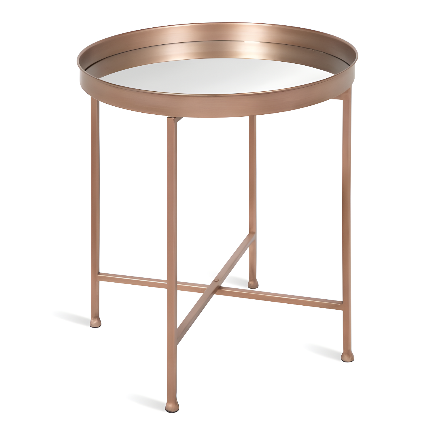 Kate and Laurel Celia Round Metal Side Table, 18.25x18.25x22, Gold and Mirror