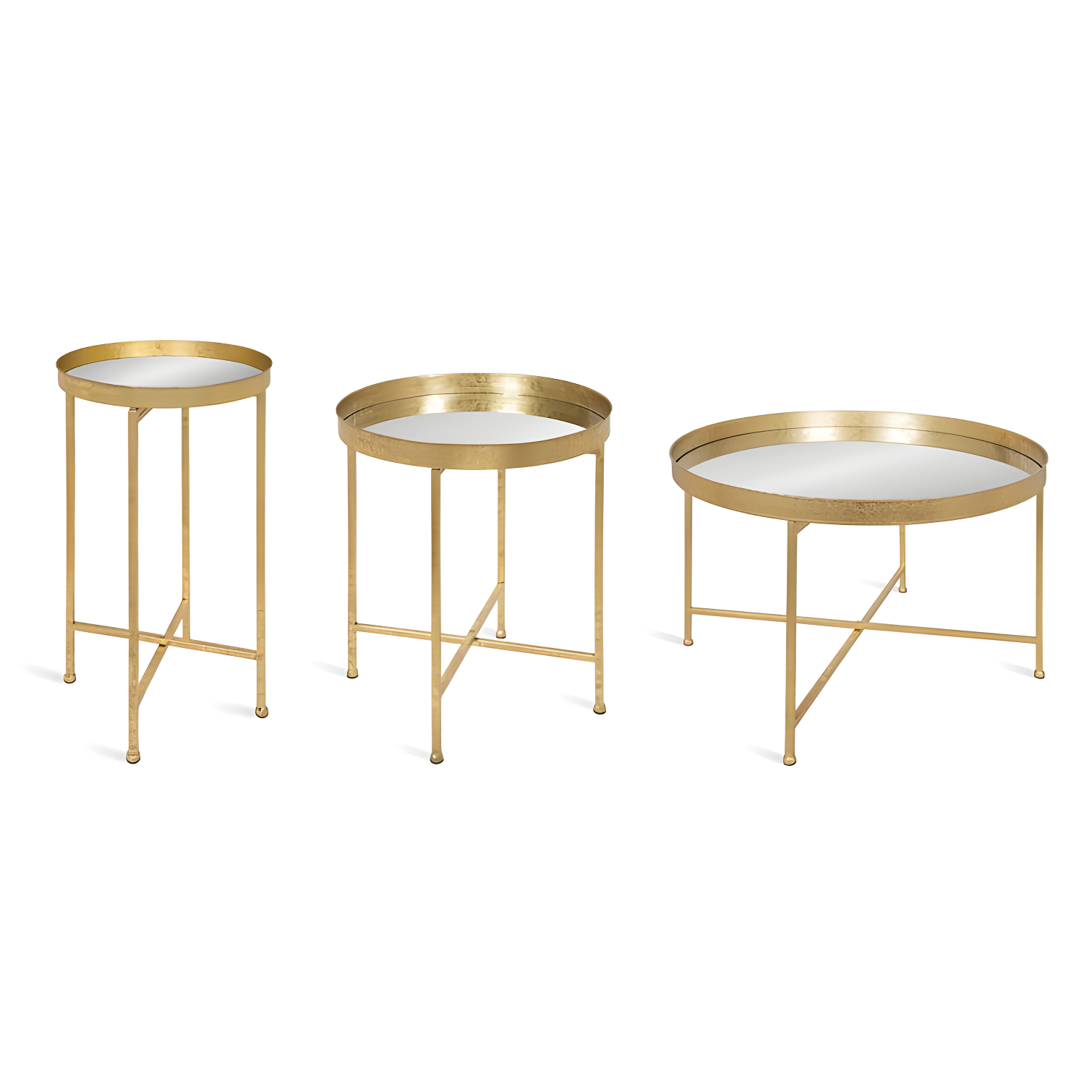 Kate and Laurel Celia Round Metal Side Table, 18.25x18.25x22, Gold and Mirror
