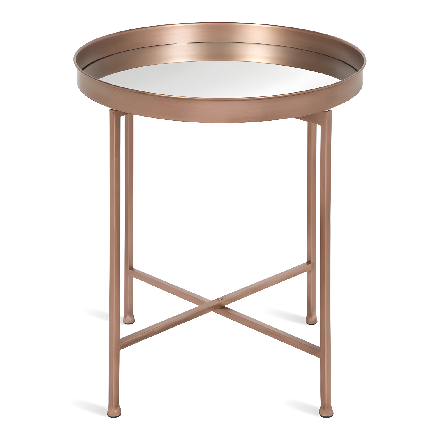 Kate and Laurel Celia Round Metal Side Table, 18.25x18.25x22, Gold and Mirror