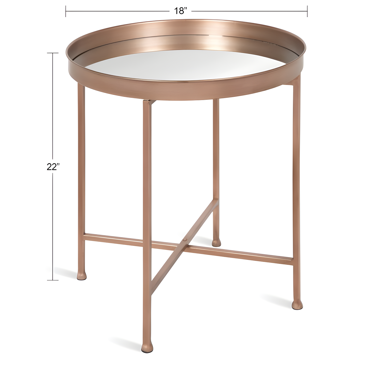 Kate and Laurel Celia Round Metal Side Table, 18.25x18.25x22, Gold and Mirror