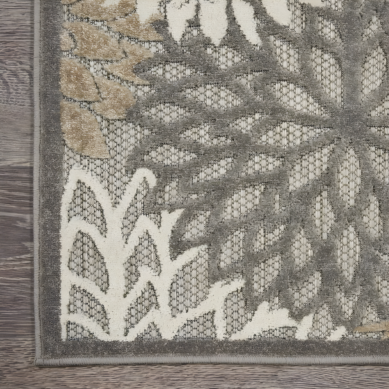 Nourison Aloha Floral Bloom Flatweave High-Low Indoor Outdoor Area Rug Natural 5'3" x 7'5"
