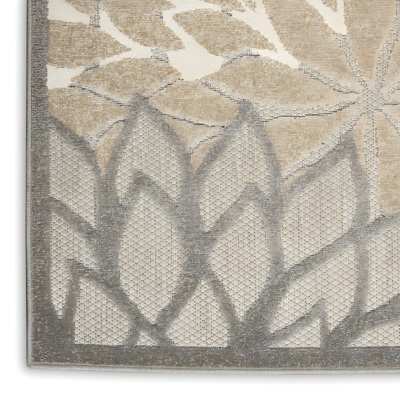 Nourison Aloha Floral Bloom Flatweave High-Low Indoor Outdoor Area Rug Natural 5'3" x 7'5"