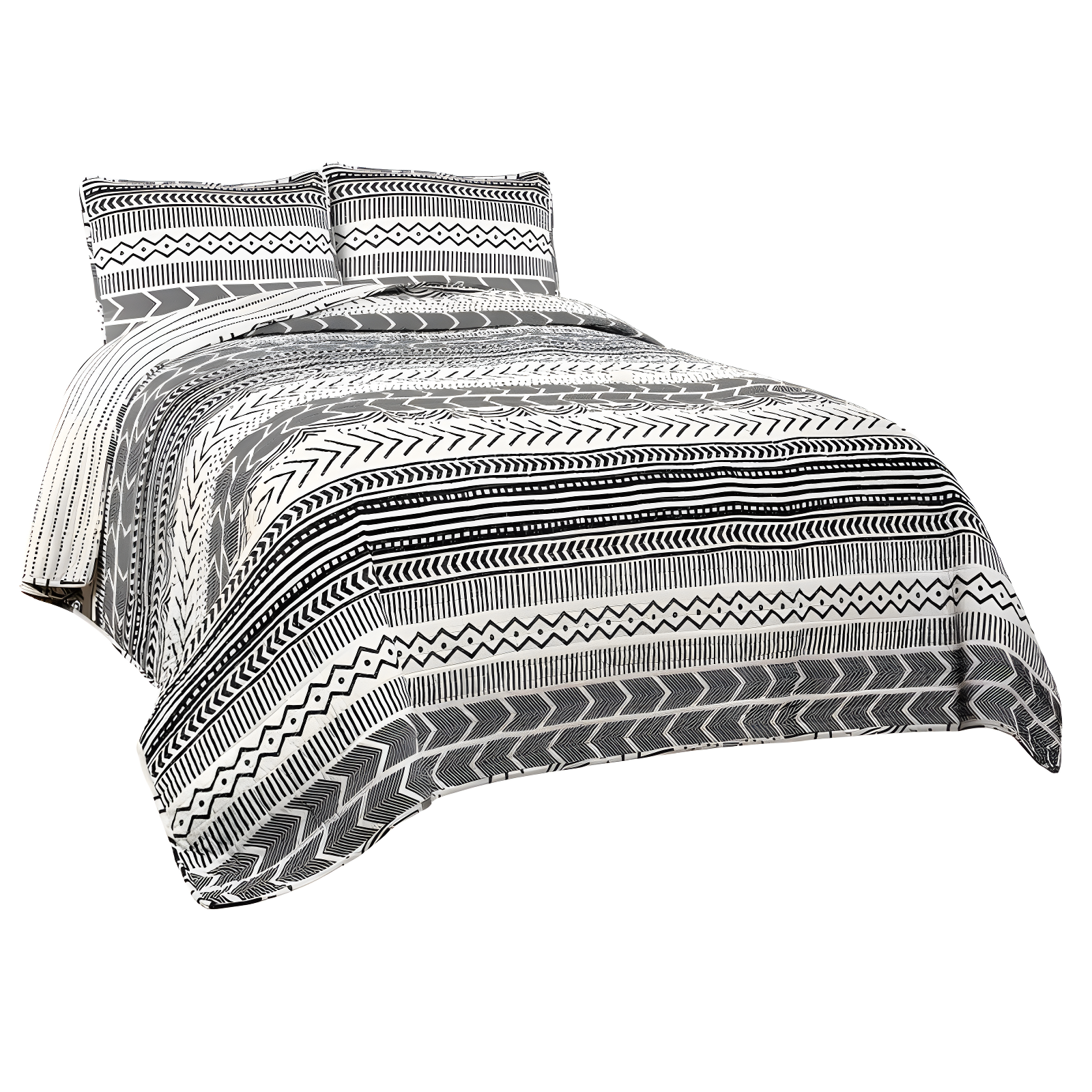 Lush Decor Hygge Geo Reversible Contemporary 3-Piece Quilt Set