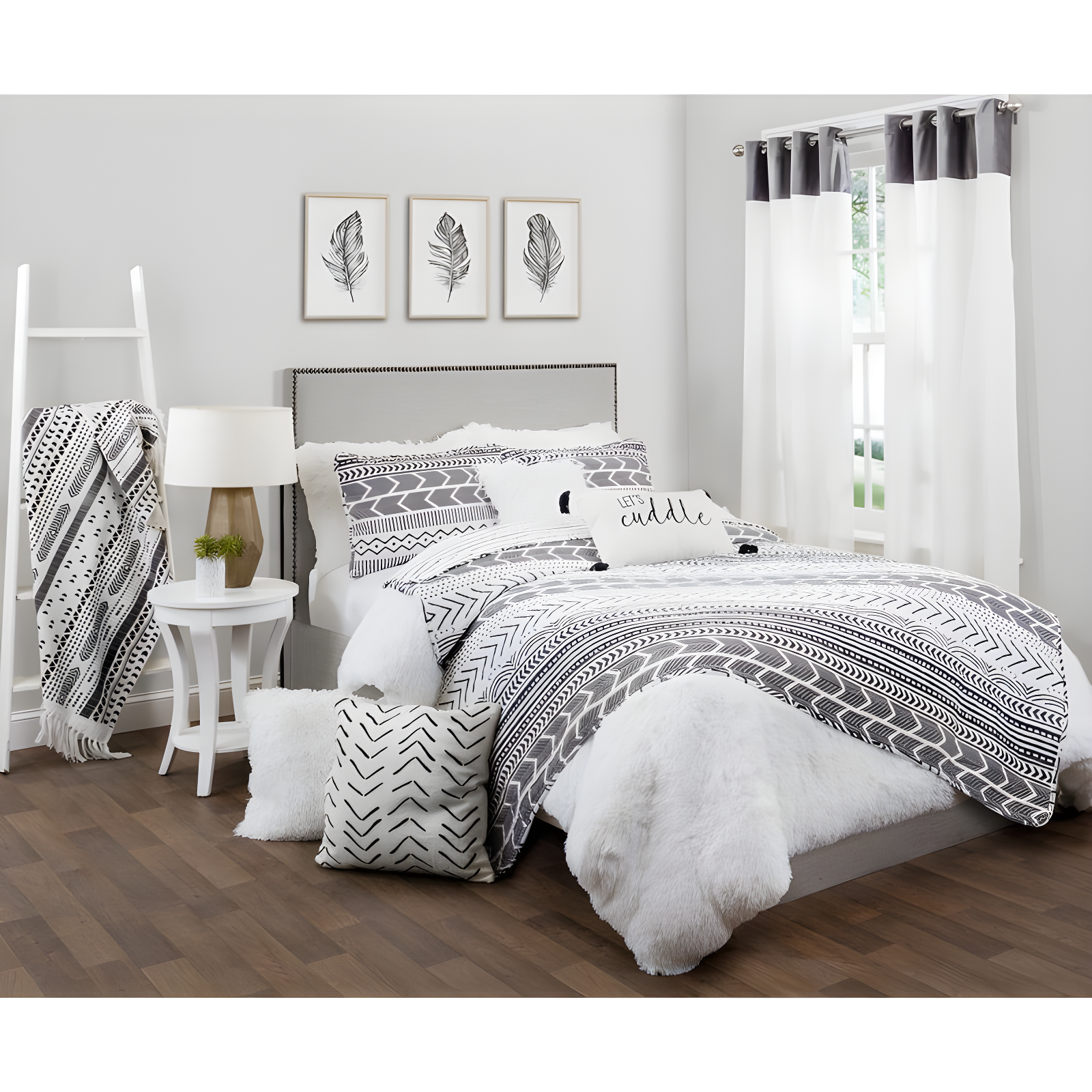 Lush Decor Hygge Geo Reversible Contemporary 3-Piece Quilt Set