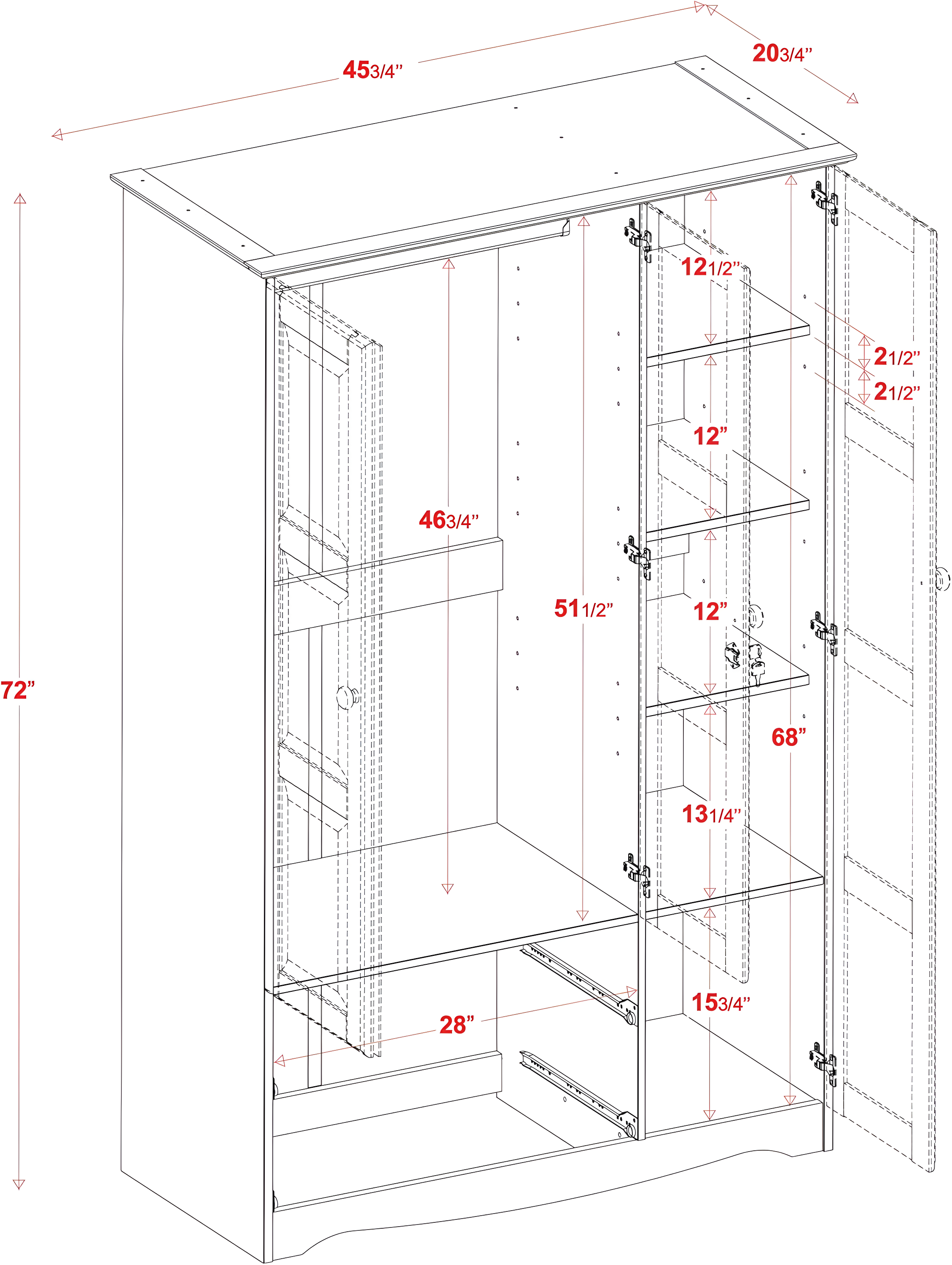 Eco-Friendly Mocha Solid Wood Transitional Grand Wardrobe with Shelves and Drawers
