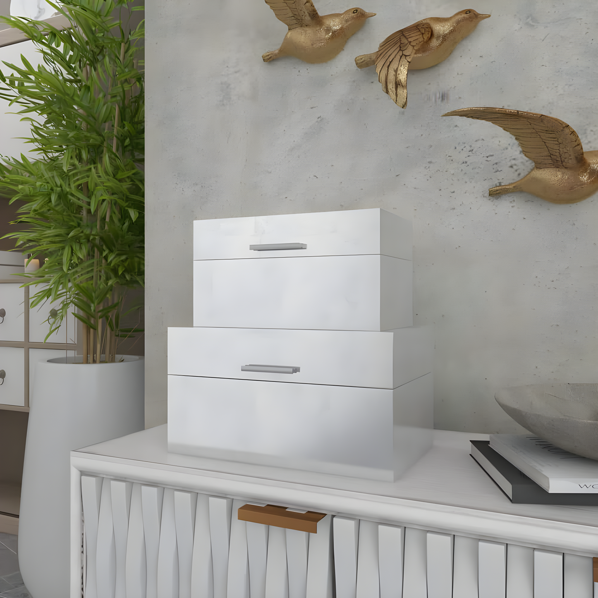 CosmoLiving by Cosmopolitan Wooden Decorative Box with Textured Foiled Exterior Set