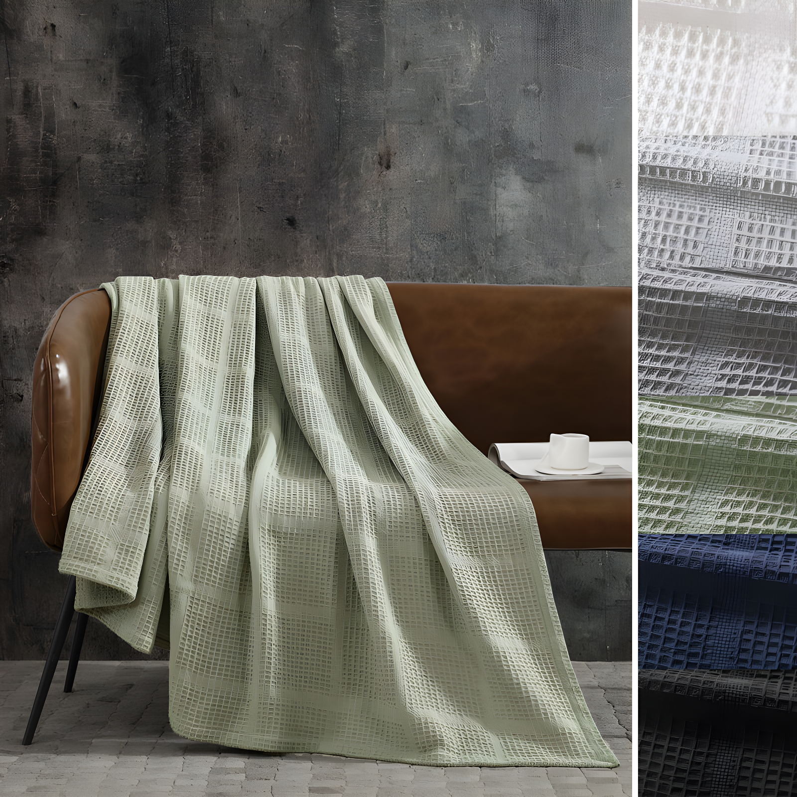 Kenneth Cole Kenneth Cole Waffle Grid Solid Cotton Blanket