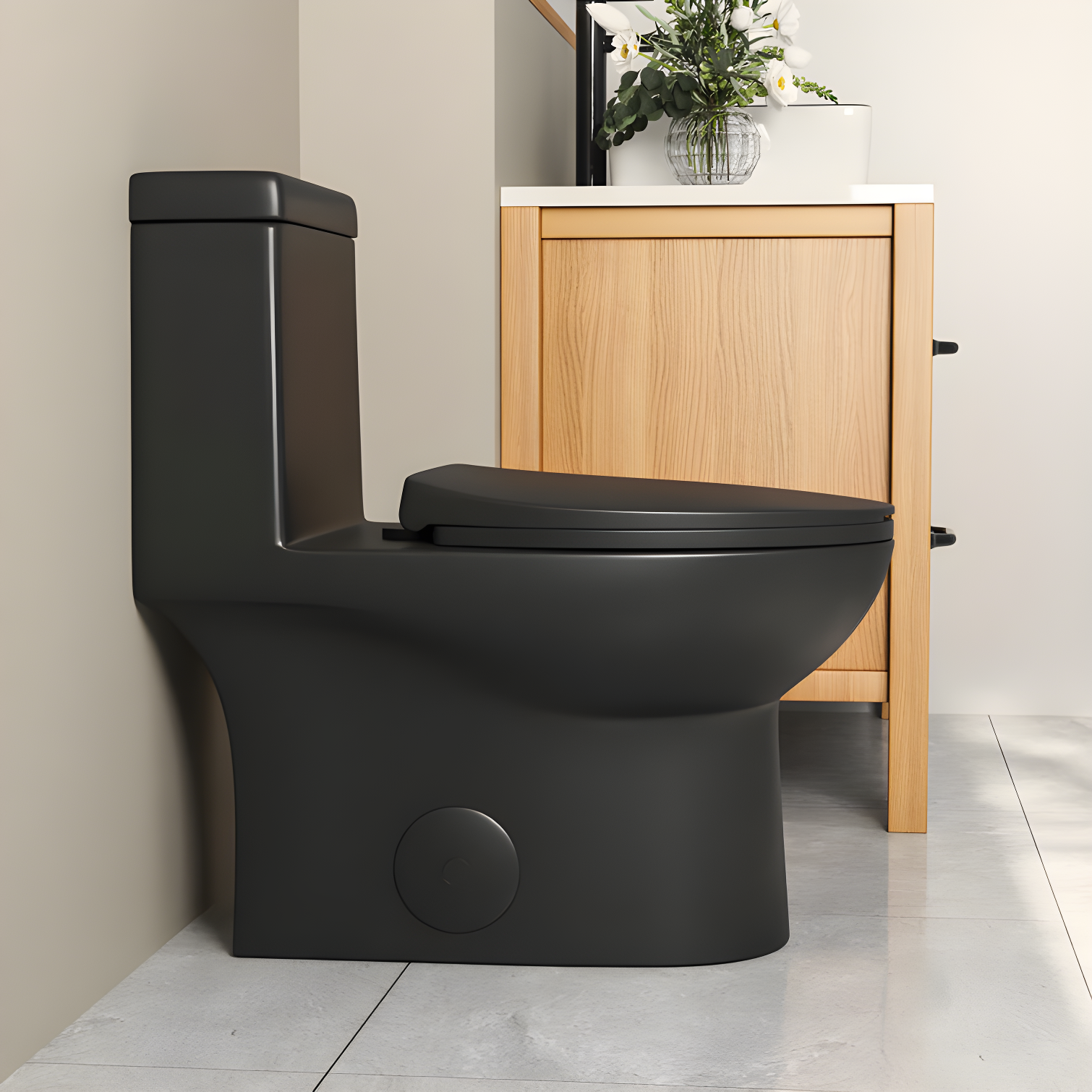 Ally Dual-Flush Elongated One-Piece Toilet with Glazed Surface Modern Toilet with Comfort Seat Height(Seat Included)