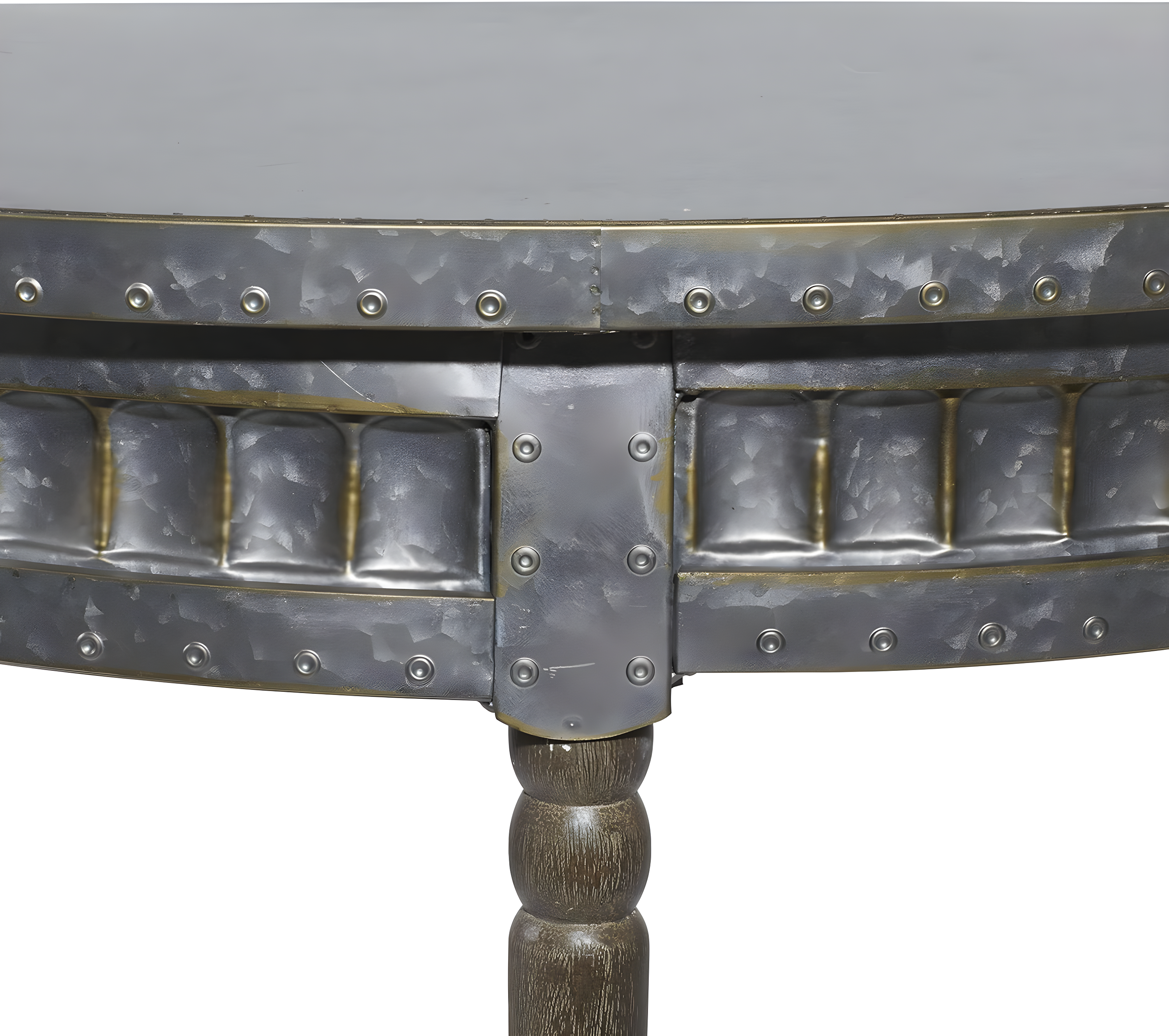 Traditional Half Round Side Table Beige - Olivia & May: Sturdy Iron Entryway Console with Shelf