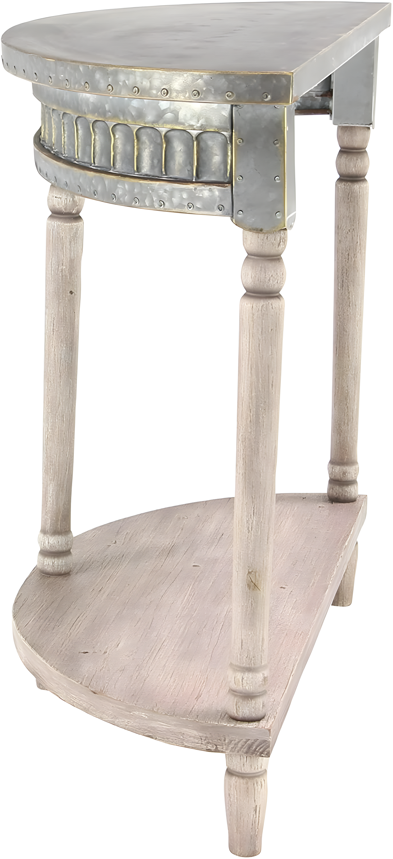 Traditional Half Round Side Table Beige - Olivia & May: Sturdy Iron Entryway Console with Shelf