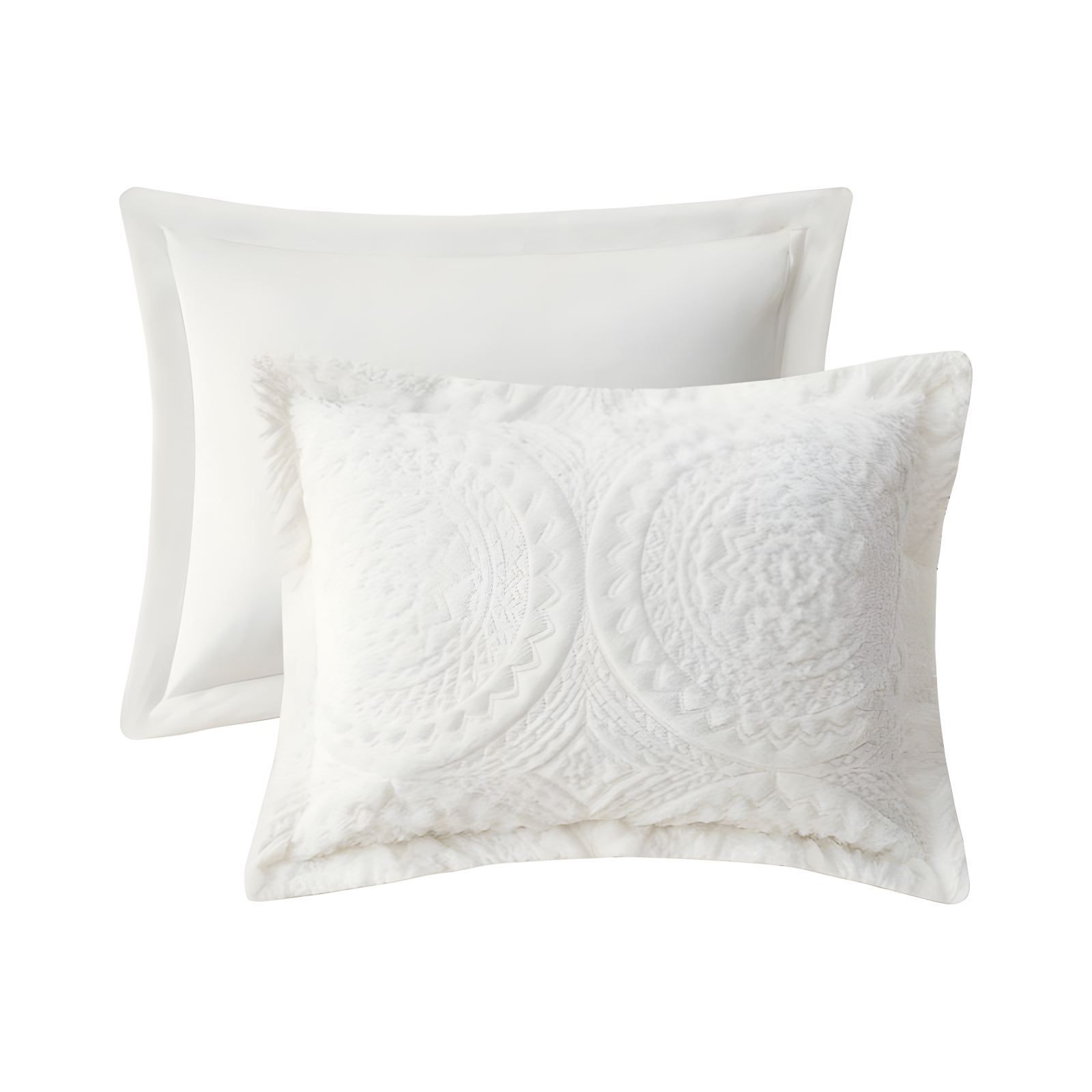 Arya Embroidered Medallion Faux Fur Ultra Plush Duvet Cover Set