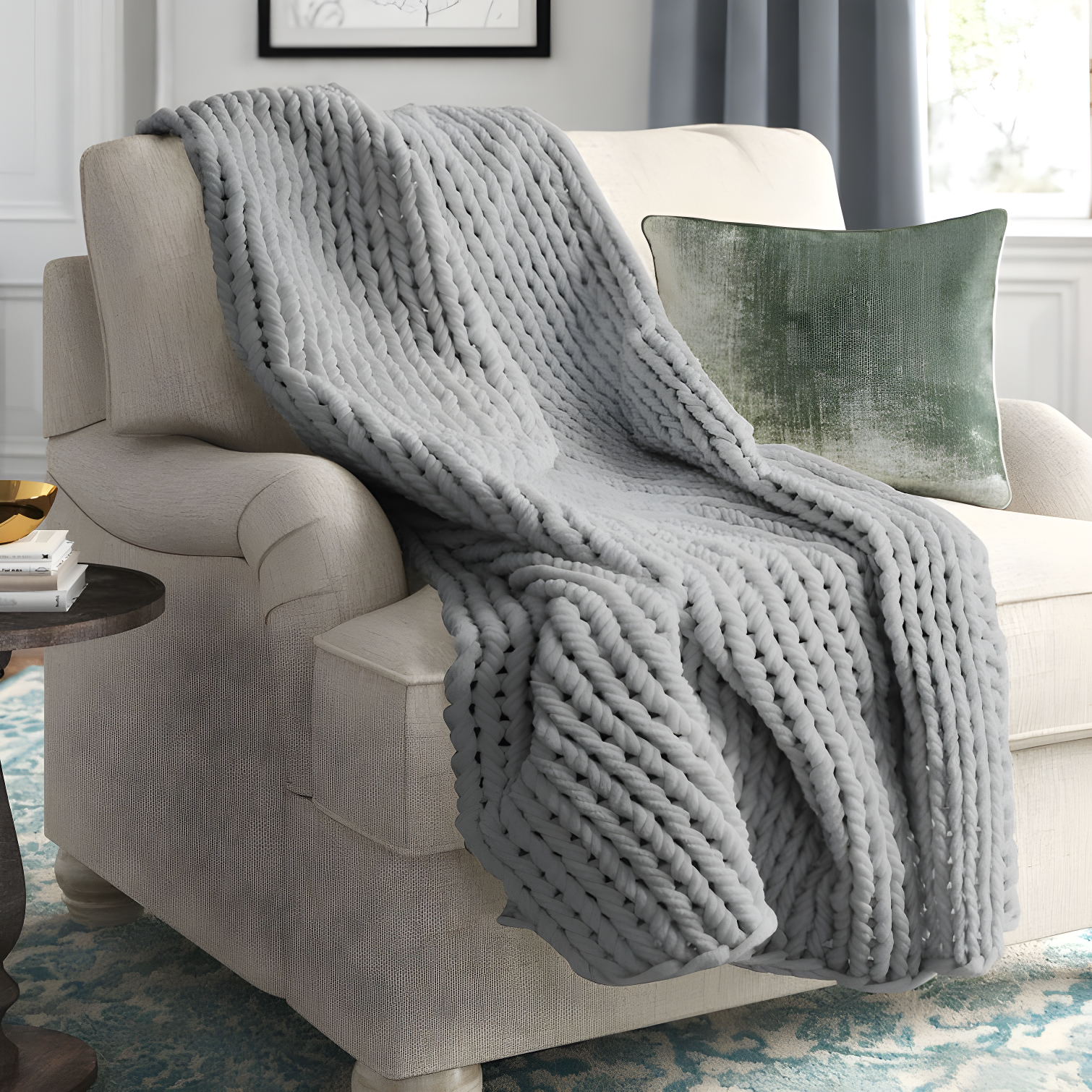Kelly Clarkson Home Madison Hand Made Chunky Double Knit Throw Blanket