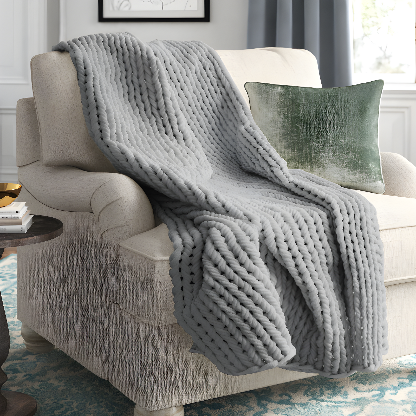 Kelly Clarkson Home Madison Hand Made Chunky Double Knit Throw Blanket